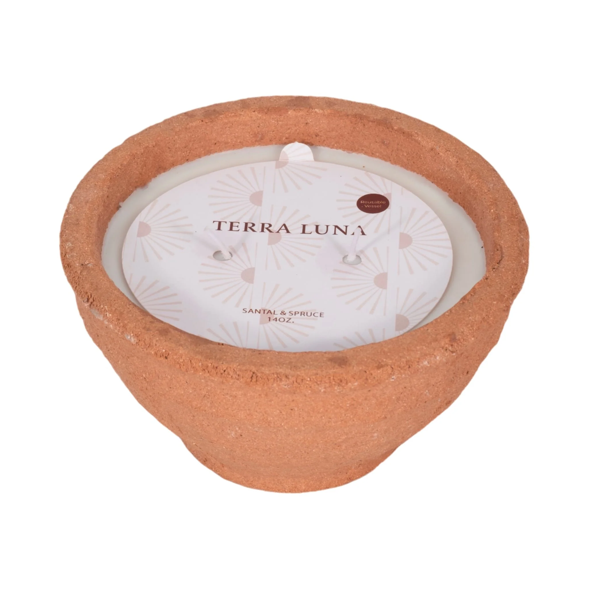 6" 14 Oz Santal & Spruce Bowl Candle, Terracotta - Image 3