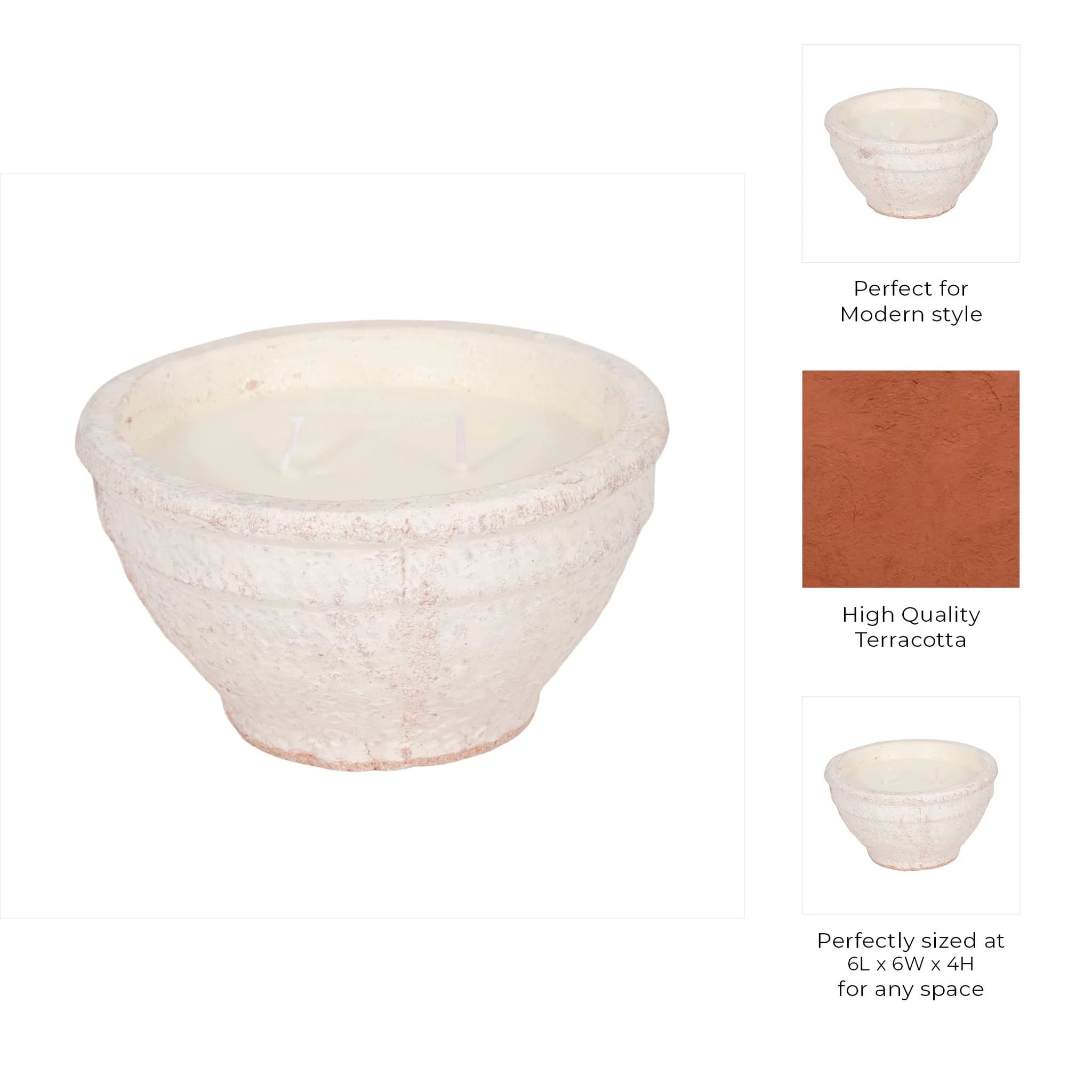 6" 14 Oz Sea Salt & Lemon Bowl Candle, White - Image 9