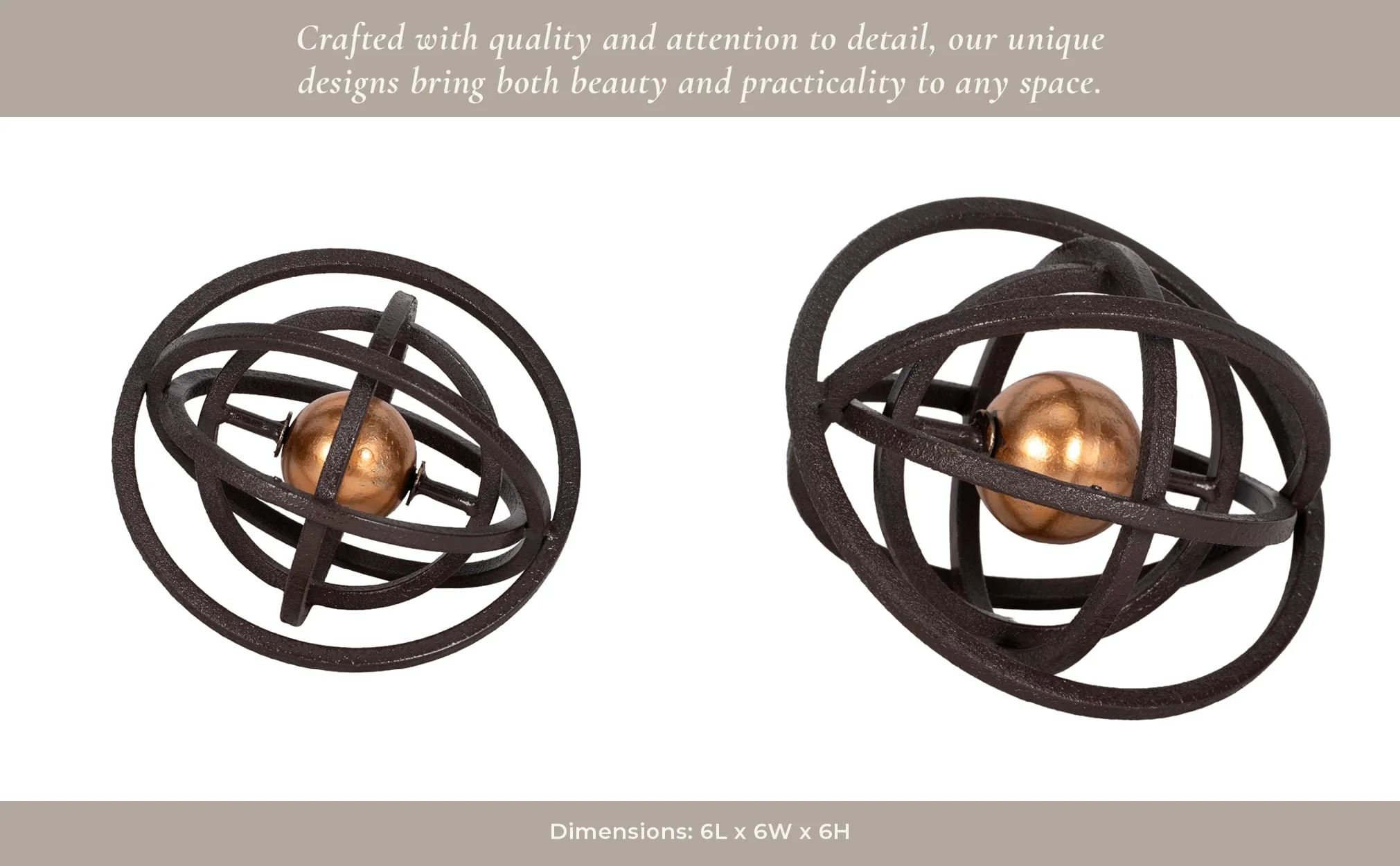 6" Armillary Orb, Black/gold - Image 9