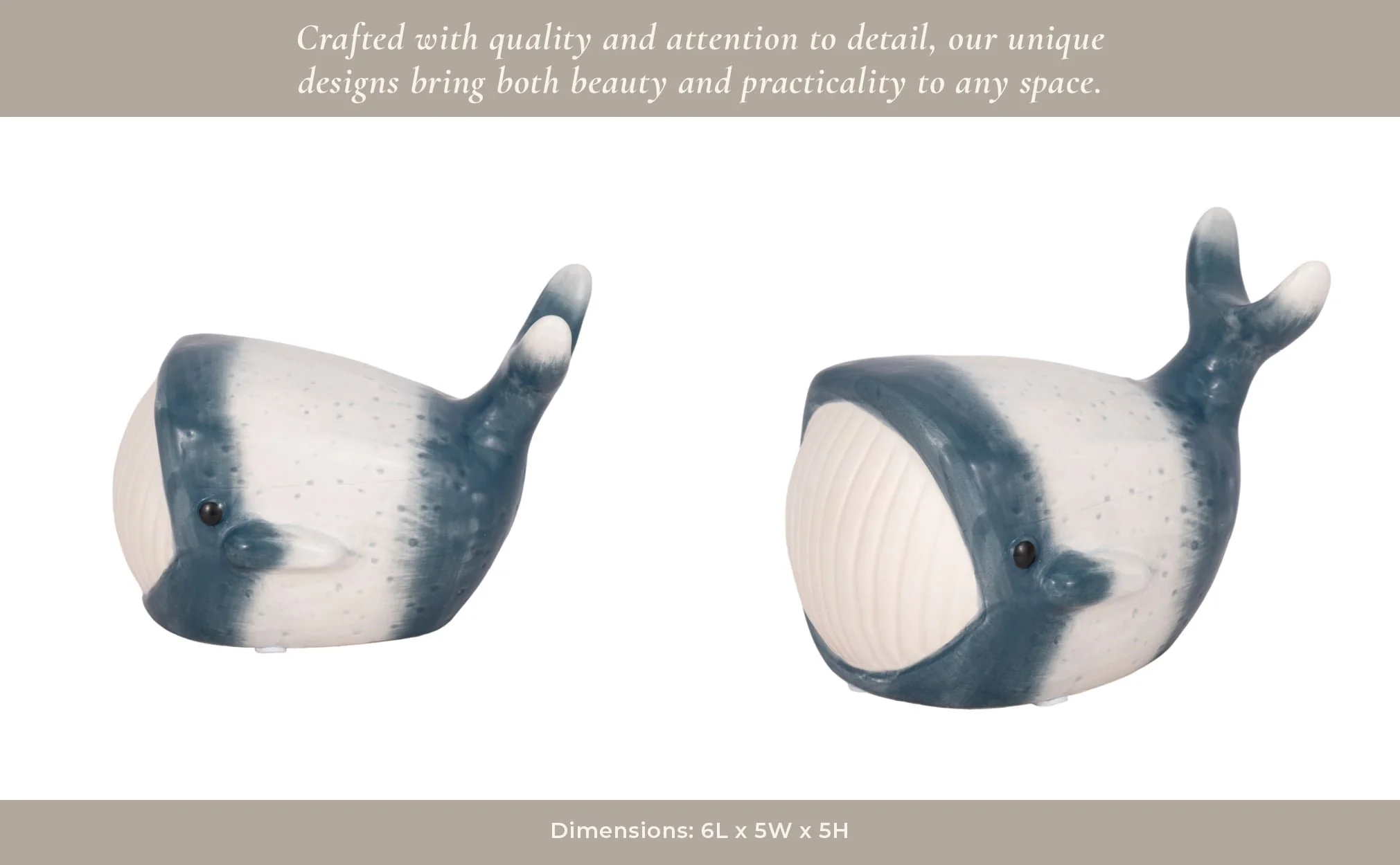 6" Blue Whale Decor, Blue/white - Image 12