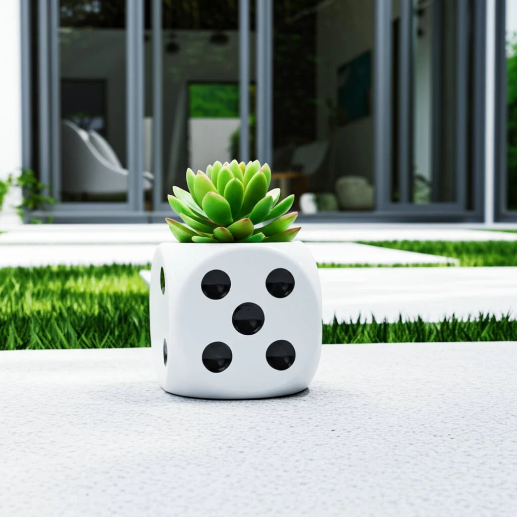 6" Dice Planter, White/black - Image 9
