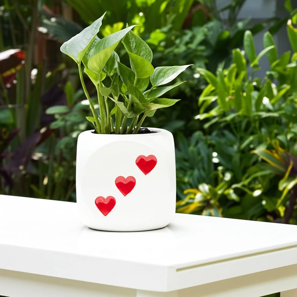 6" Dice Planter, White/red - Image 13
