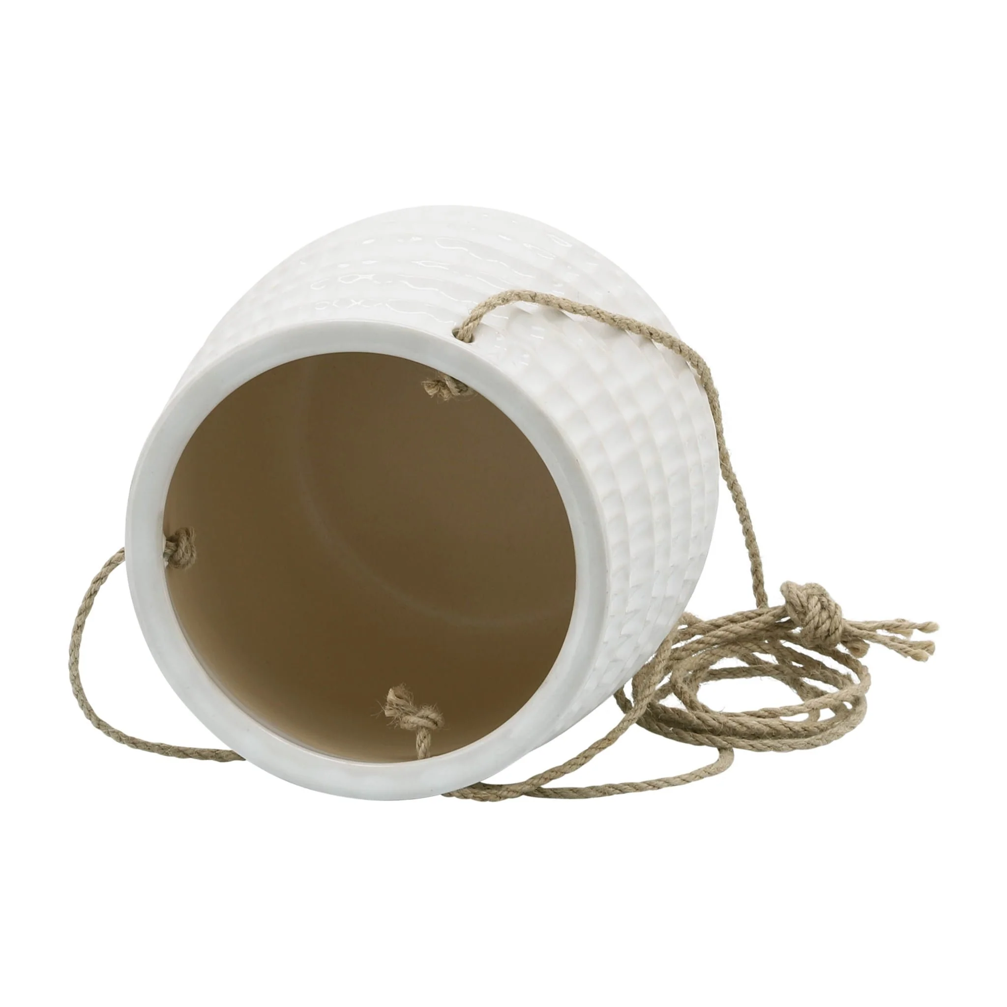 6" Dimpled Hanging Planter, White - Image 4