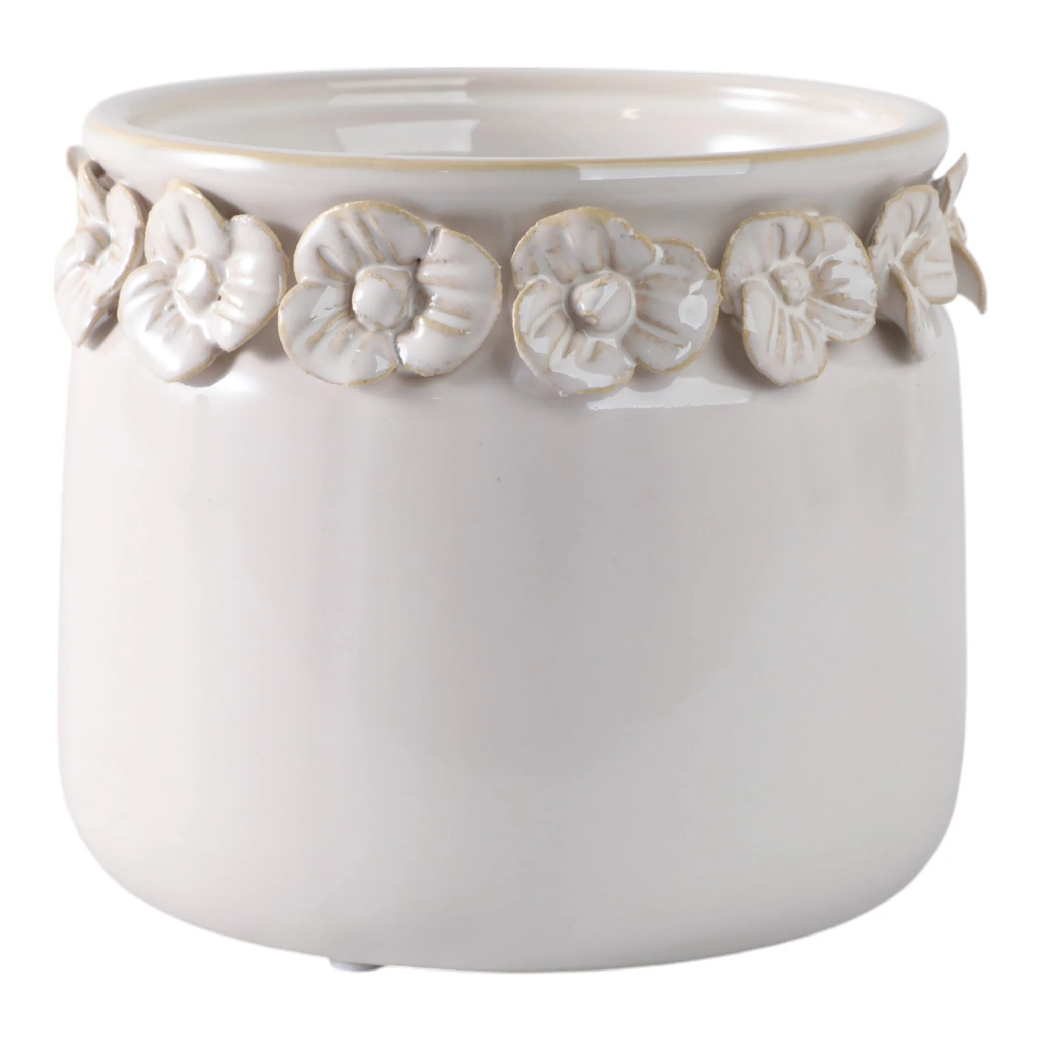 6" Floral Applique Planter, Ivory - Image 2