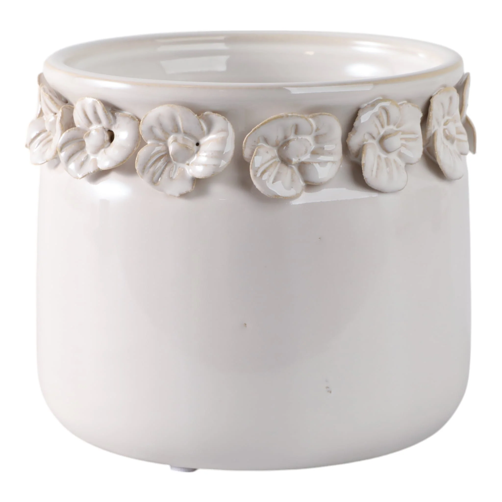 6" Floral Applique Planter, Ivory - Image 3