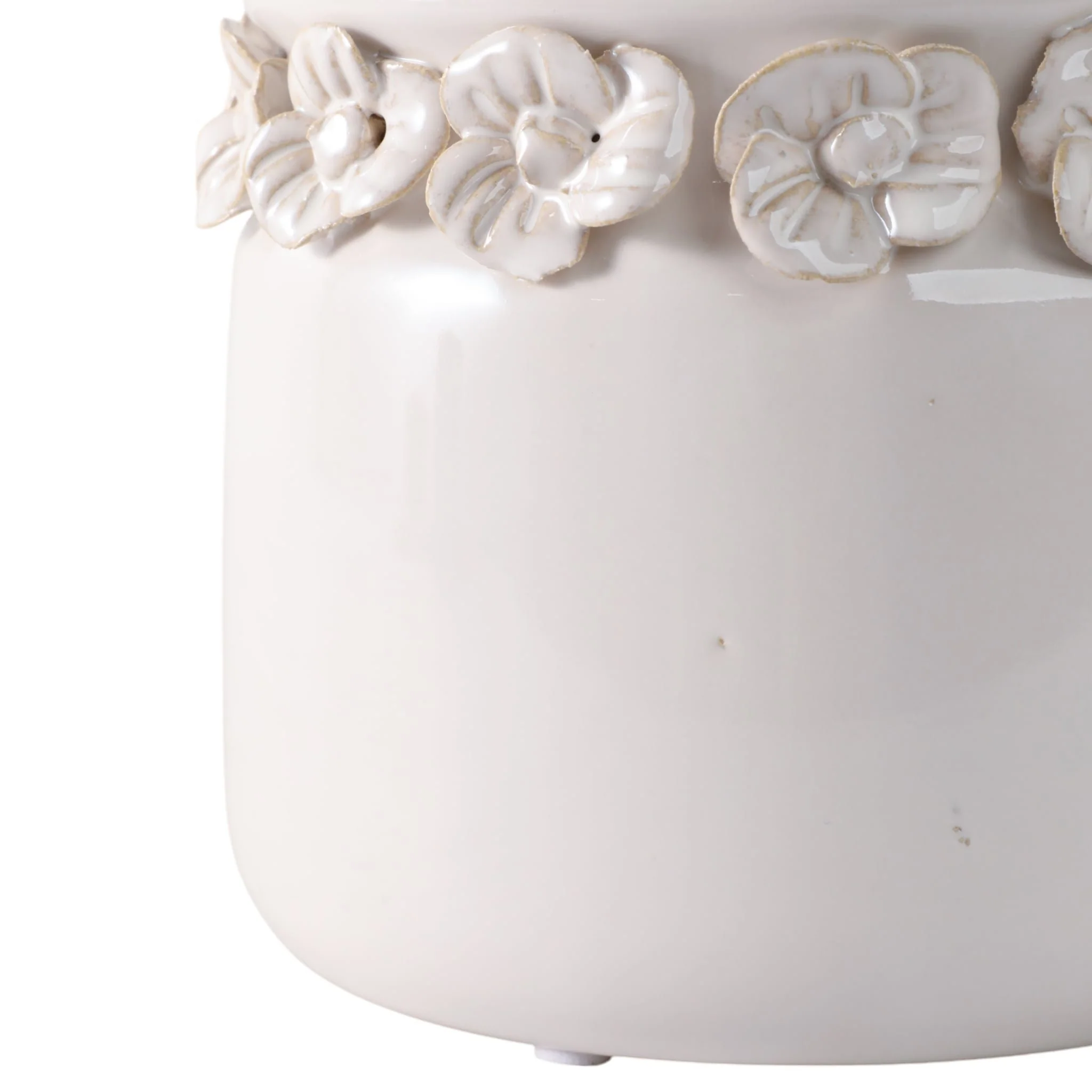 6" Floral Applique Planter, Ivory - Image 4