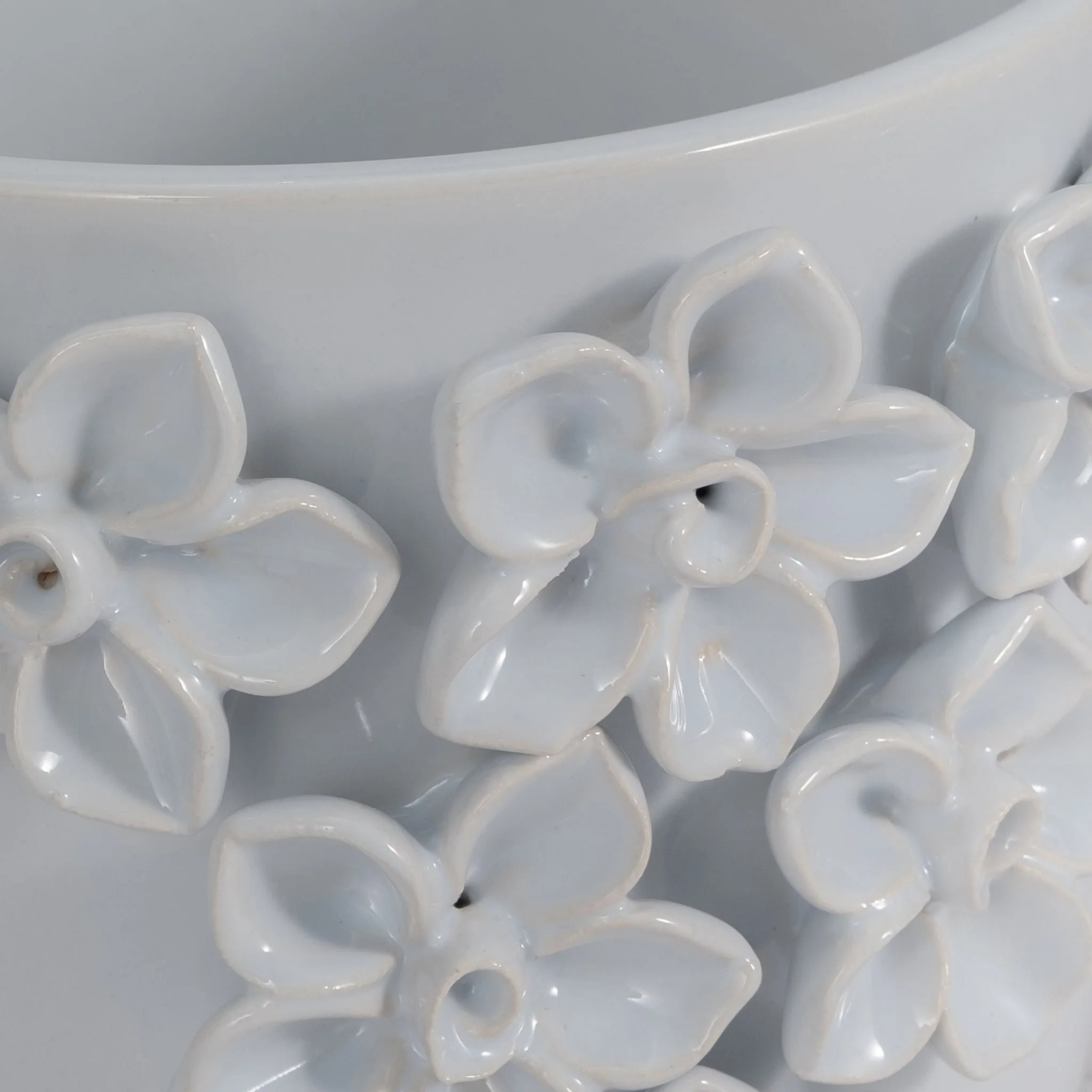 6" Floral Applique Planter, White - Image 3