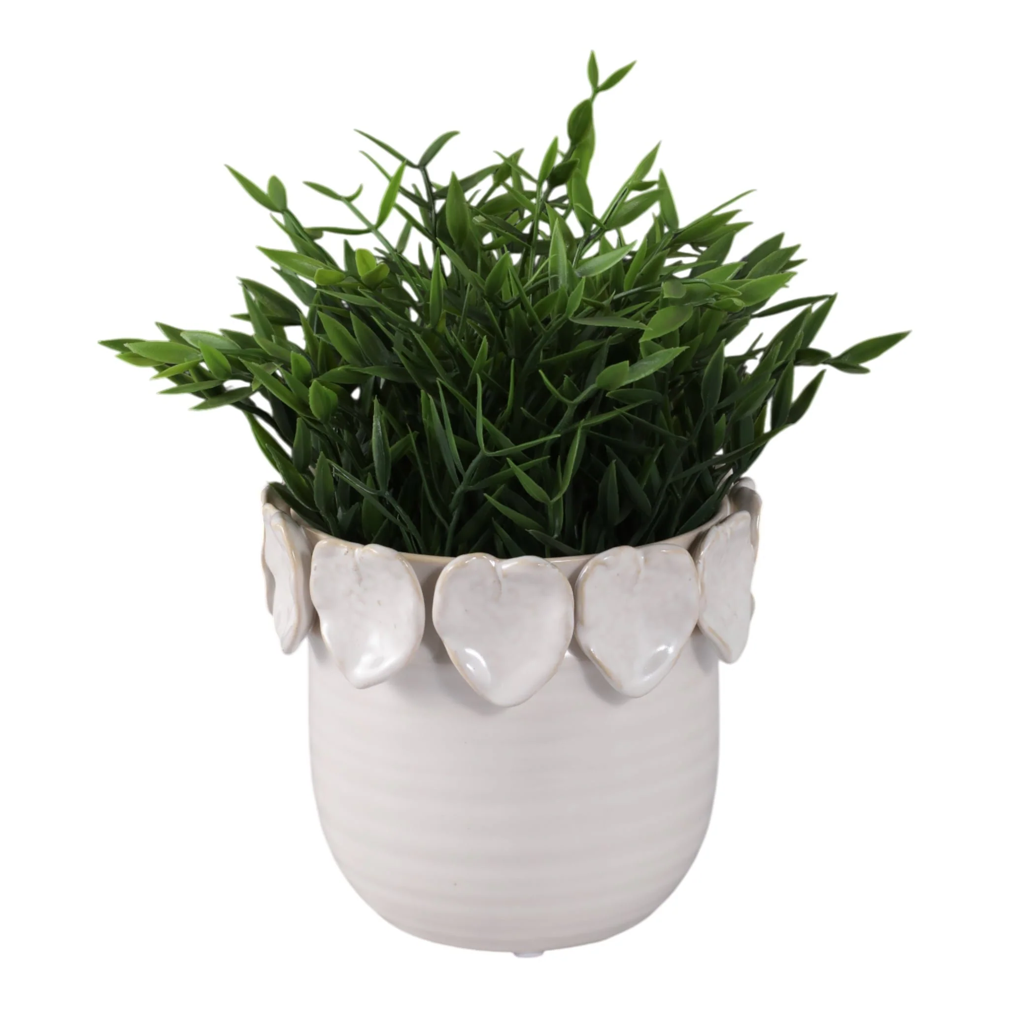 6" Leaf Applique Planter, Cream