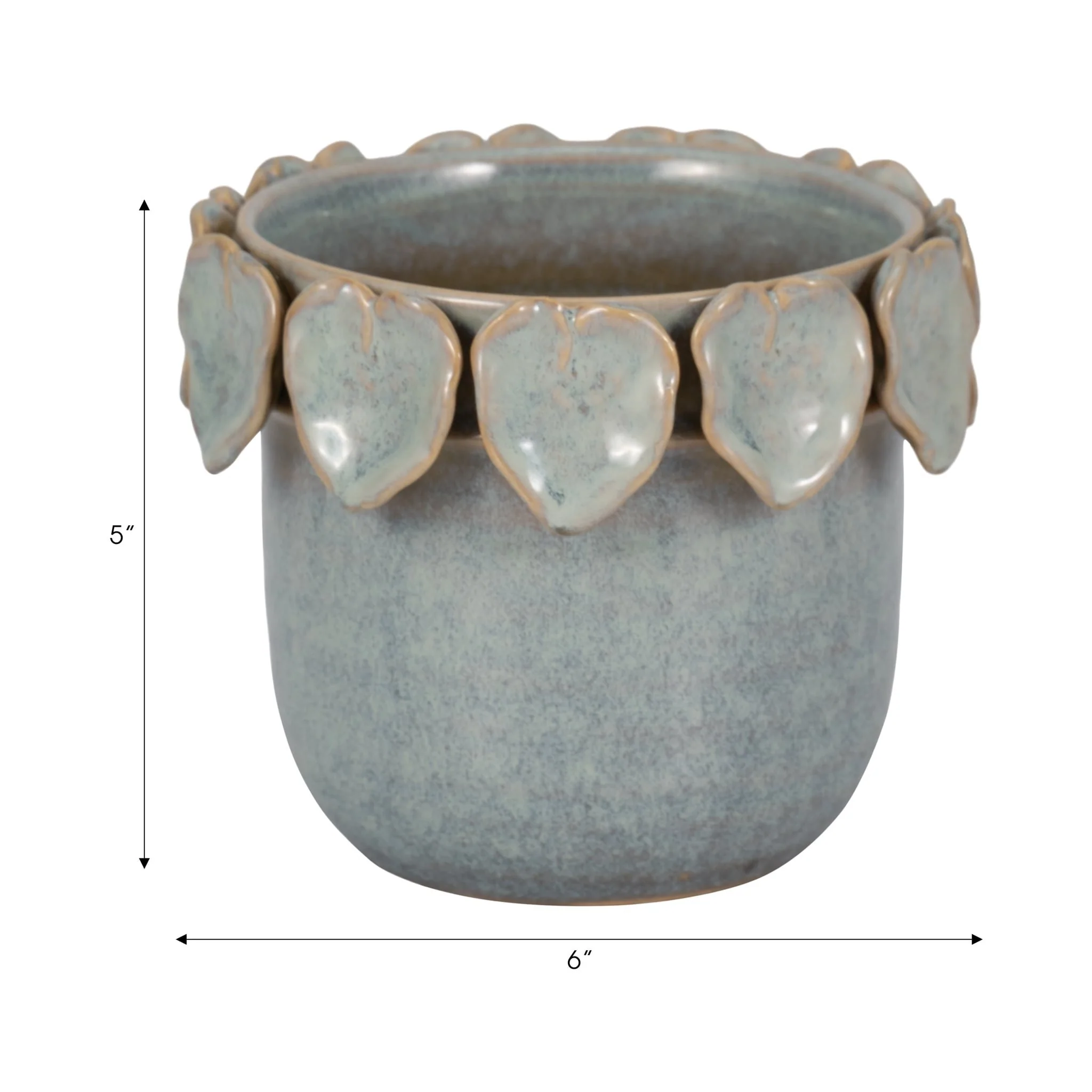 6" Leaf Applique Planter, Seafoam - Image 8
