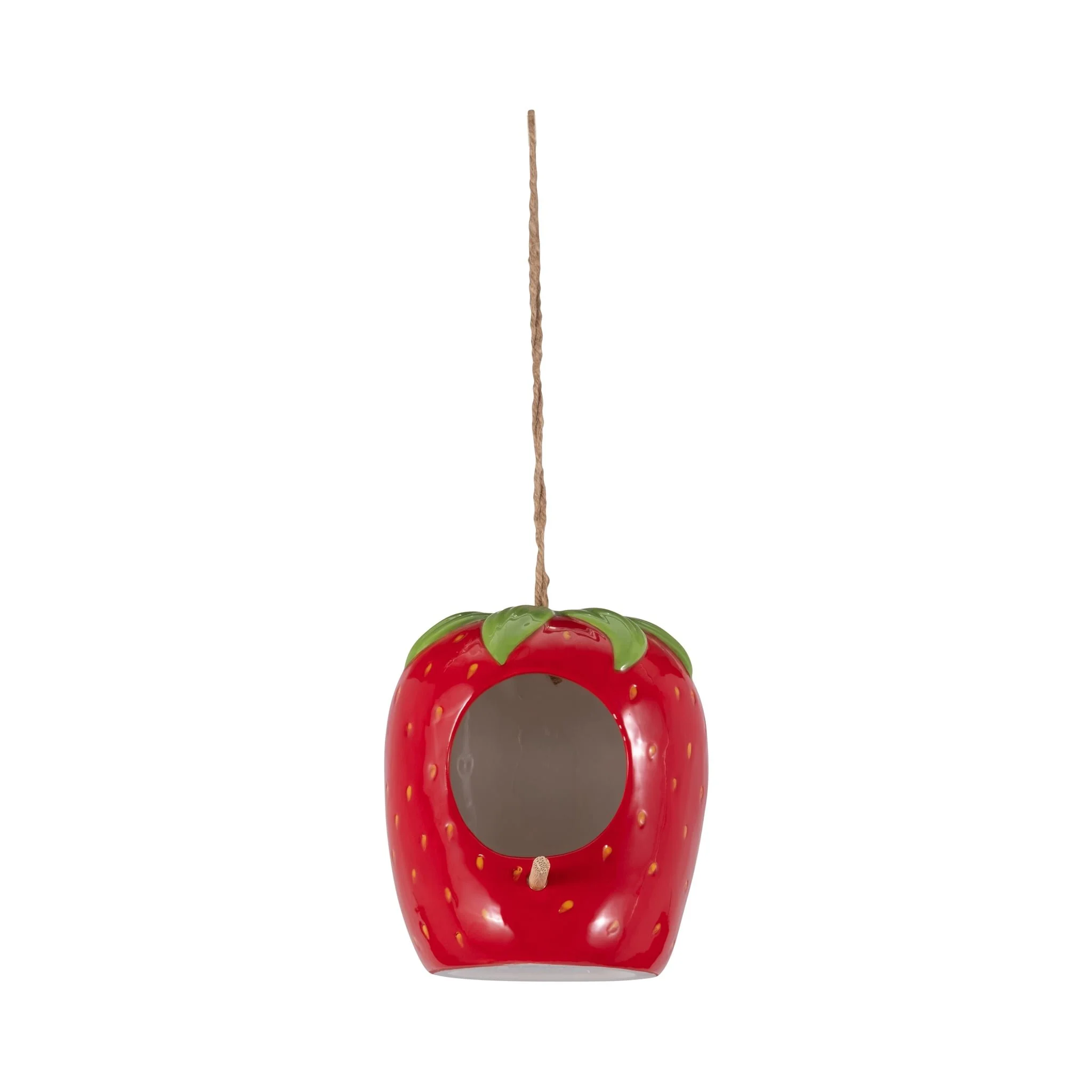 6" Strawberry Bird House/feeder, Red/green