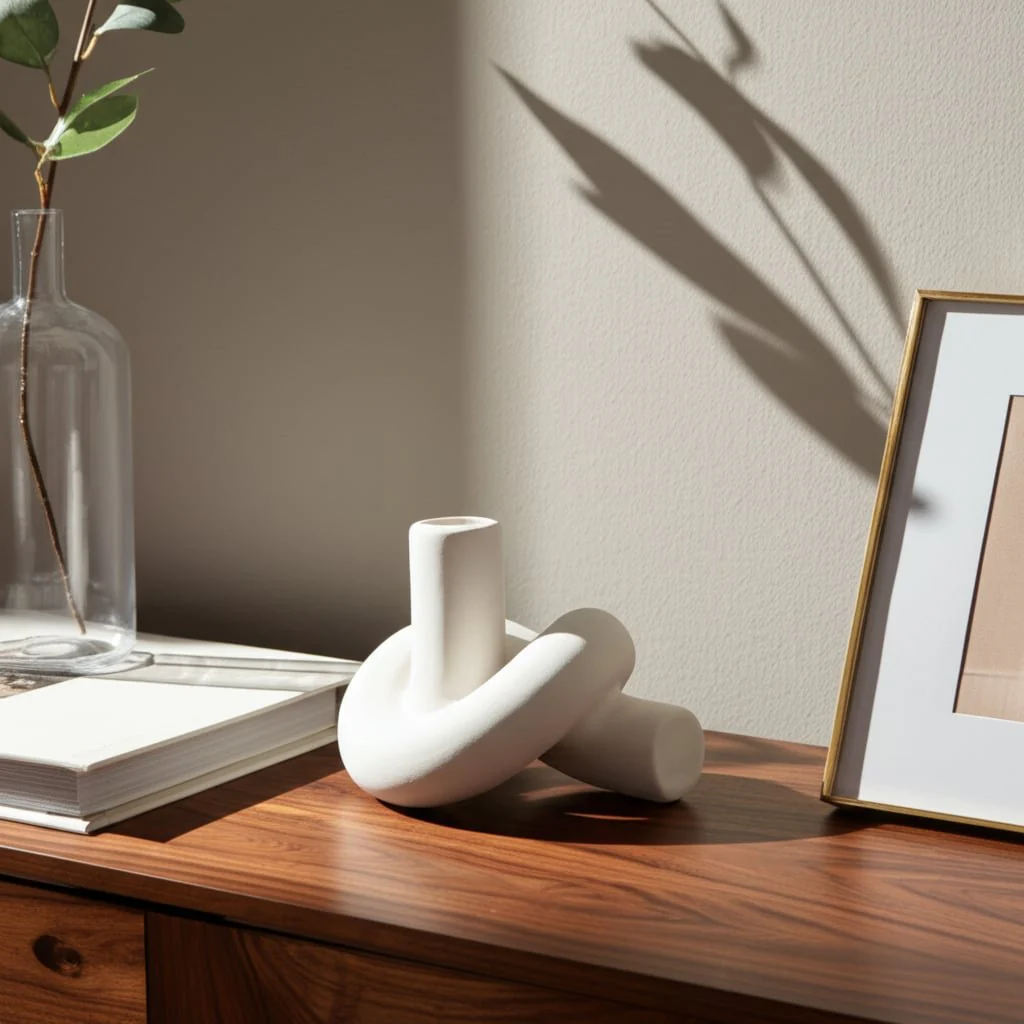 6" Textured Knot Taper Holder, White - Image 10