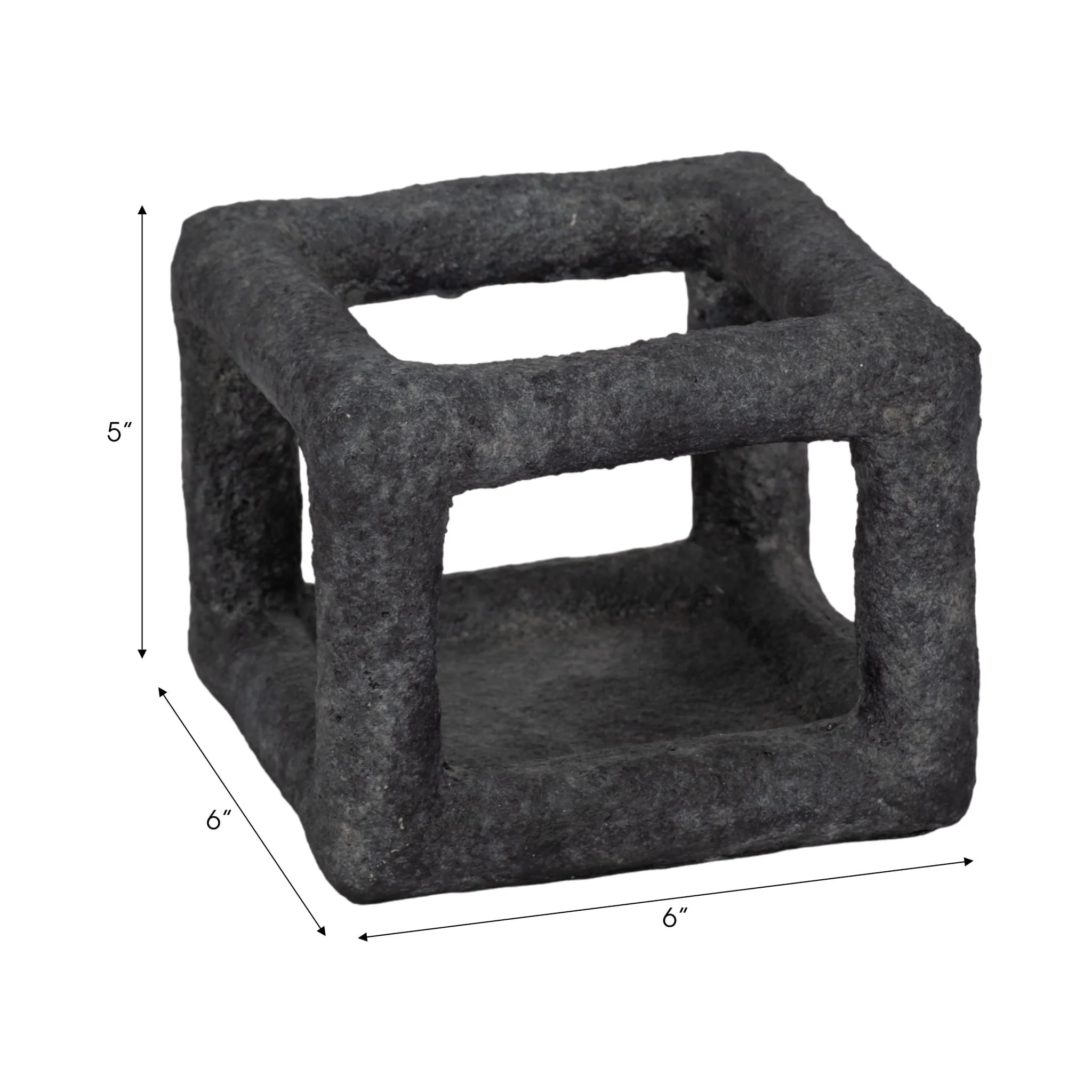 6" Textured Open Square Object, Black - Image 8