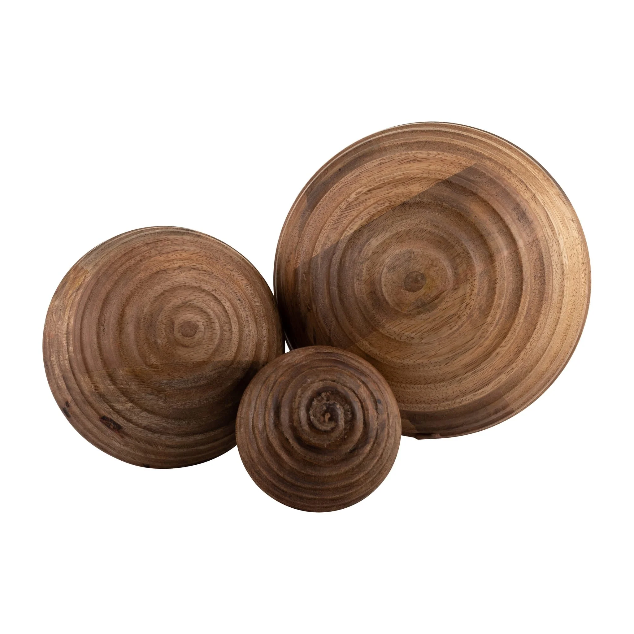 6" Wooden Orb W/ Ridges, Natural - Image 5