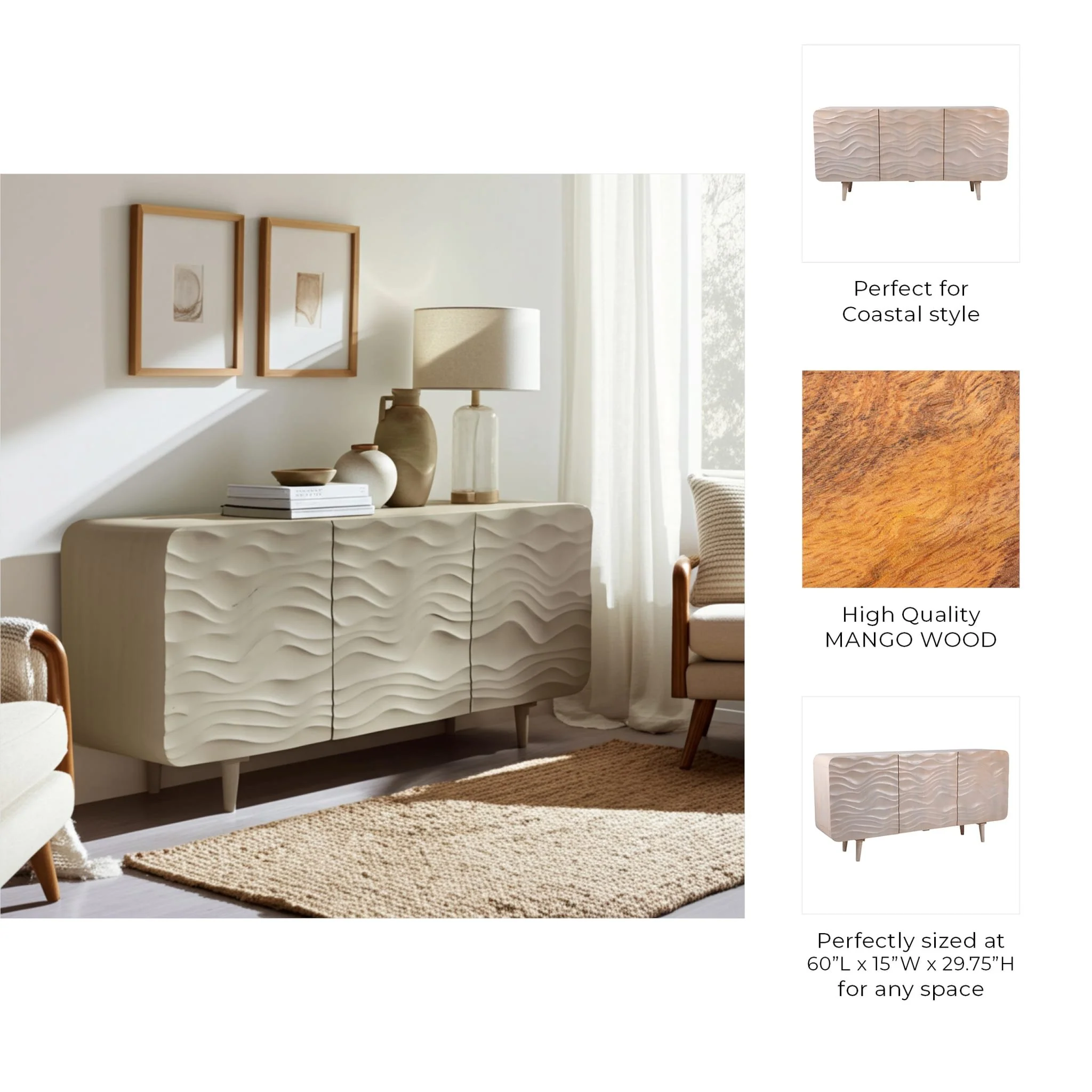 60x30" Shorefront Cabinet, Tan - Image 9