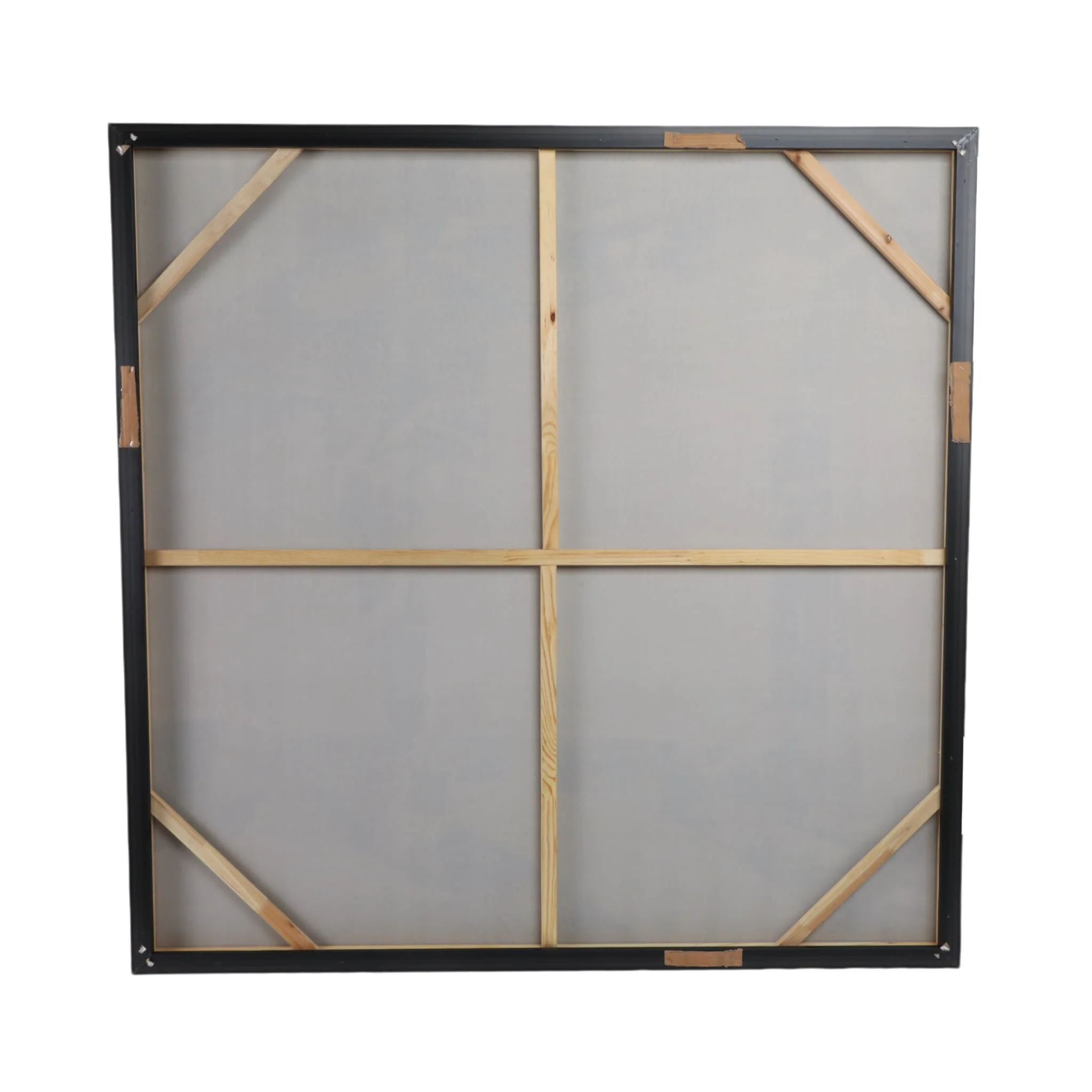61x61 Framed Hand Painted Abstract Canvas, Black/g - Image 6