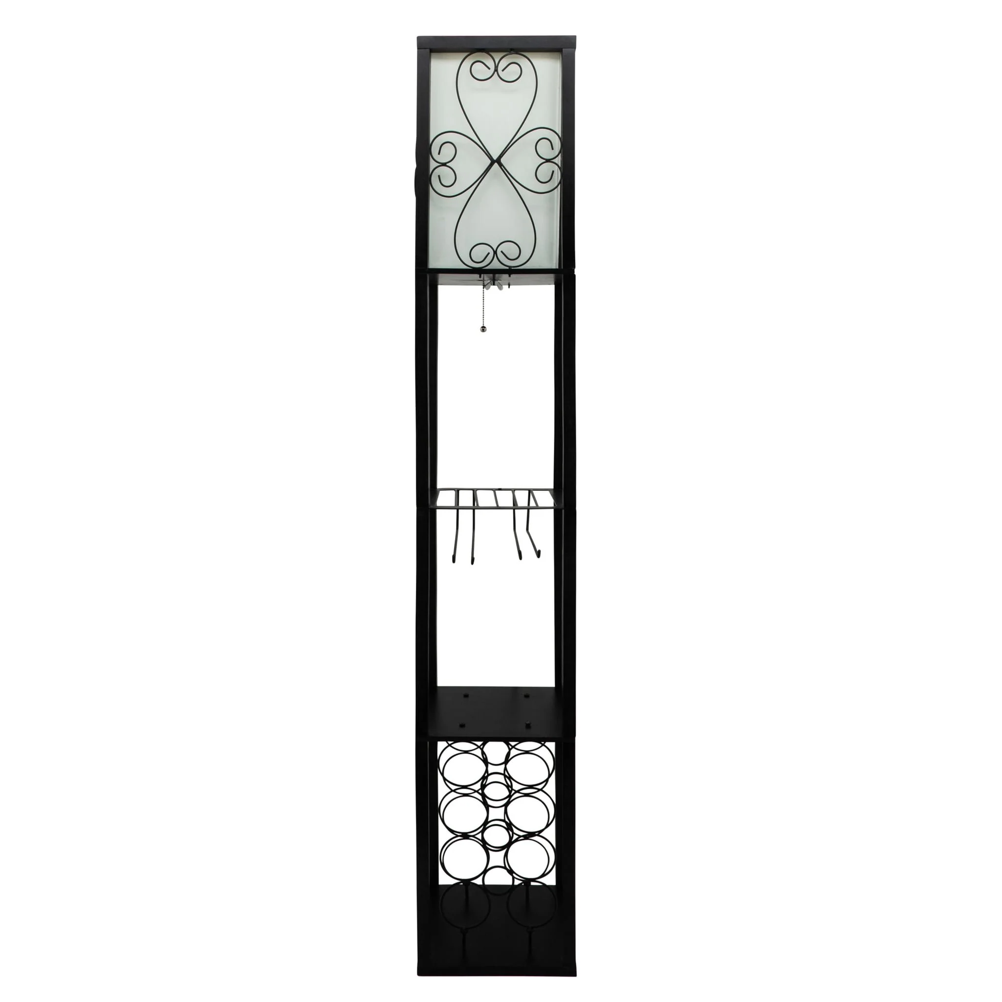 62.5? Wood/metal Etagere / Floor Lamp W/wine Rack,