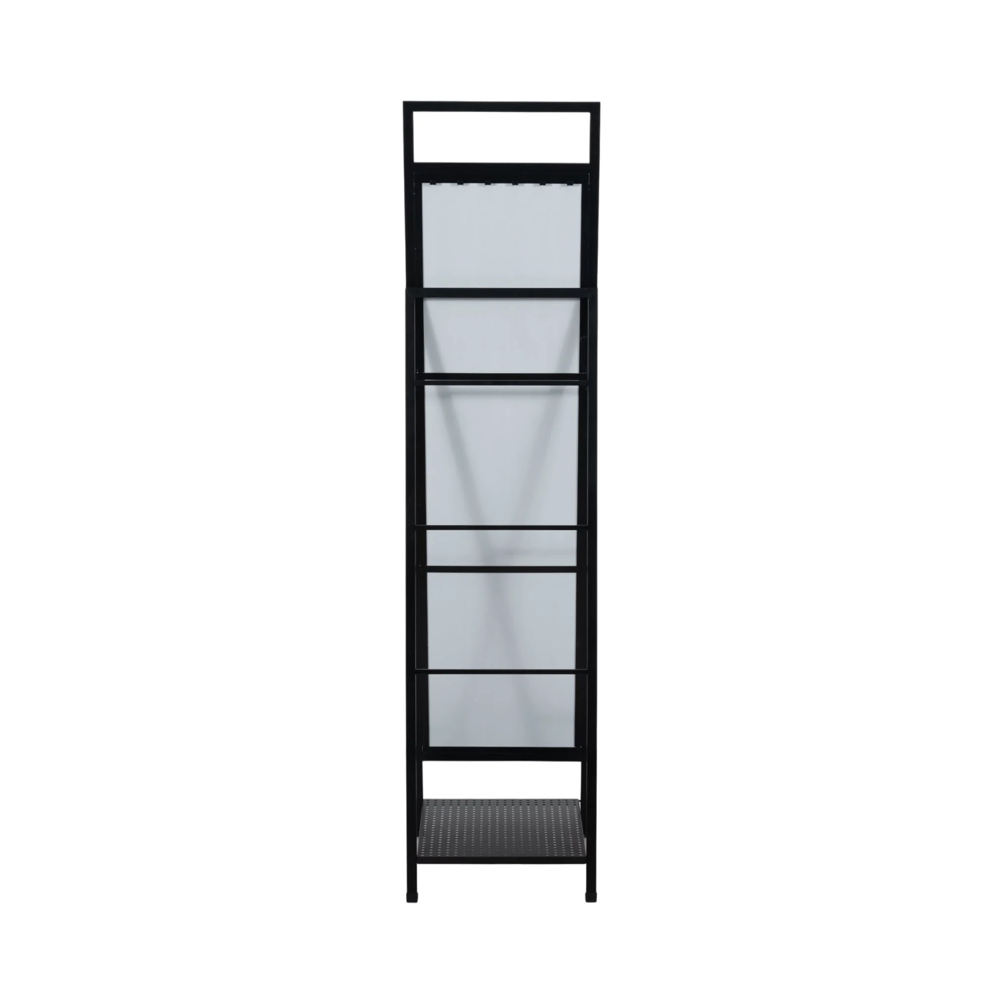 63" Standing Mirror W/ Hooks, Black - Image 4