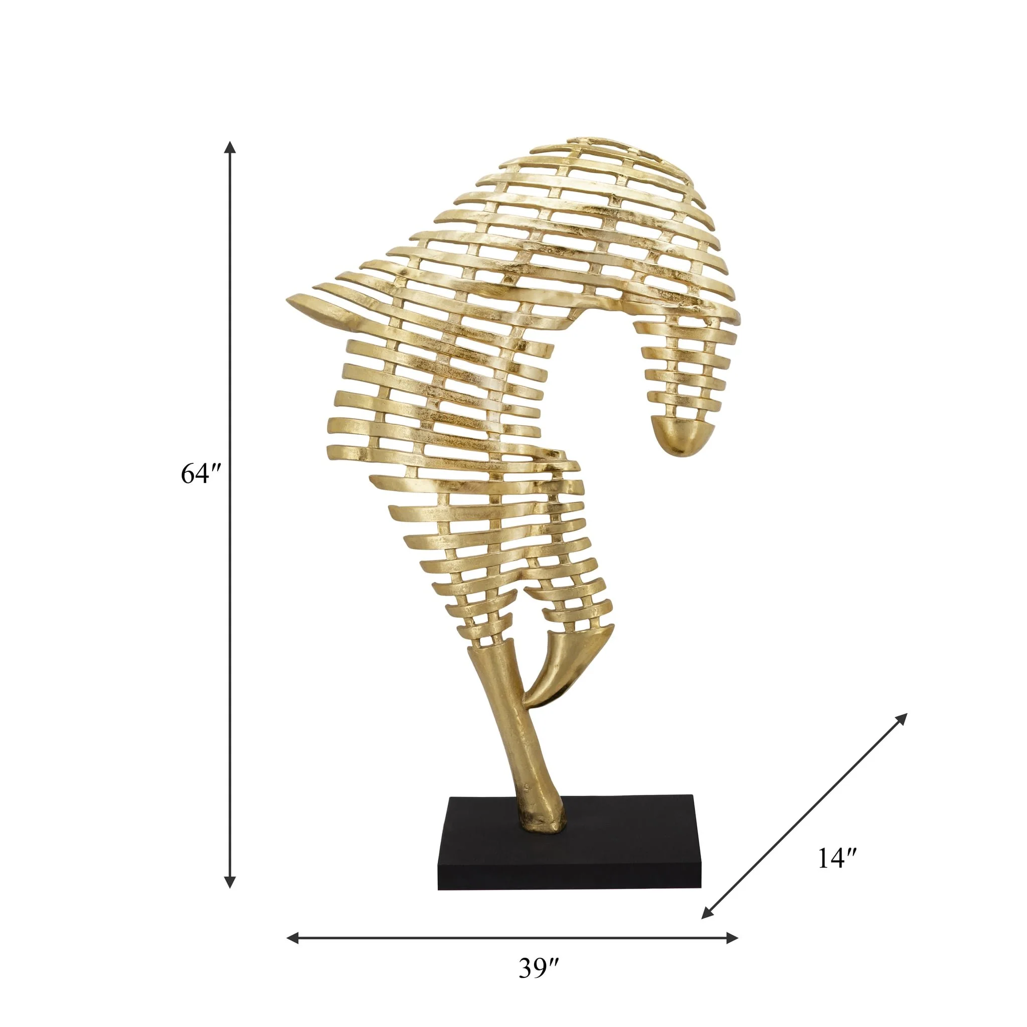 64" Metal Horse Sculpture, Gold - Image 4