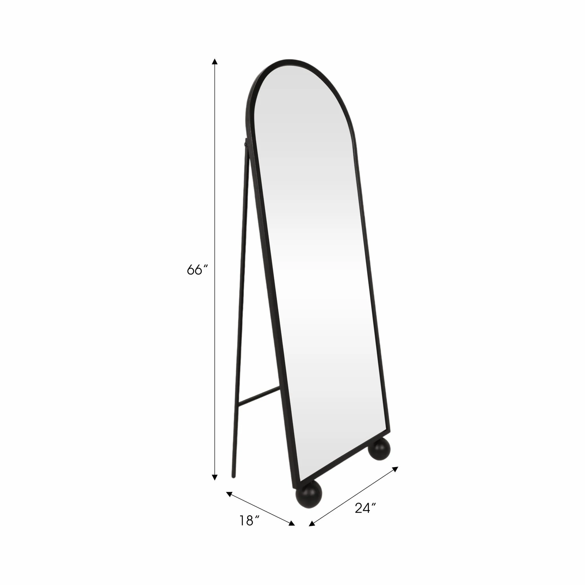 66" Mirror On Stand With Ball Feet, Black - Image 7