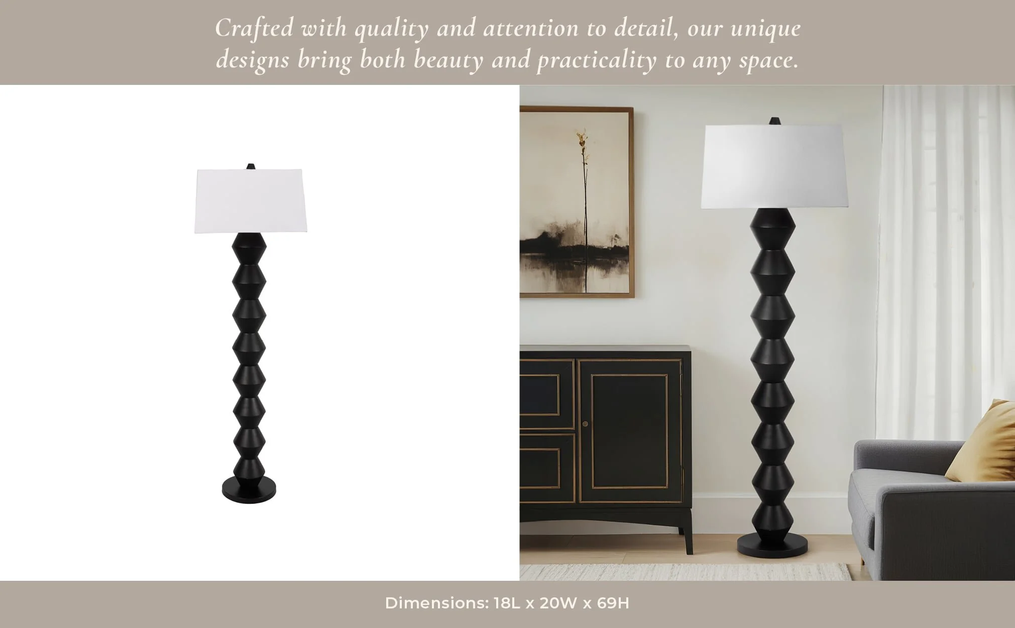 69" Stacked Totem Lamp, Black - Image 11