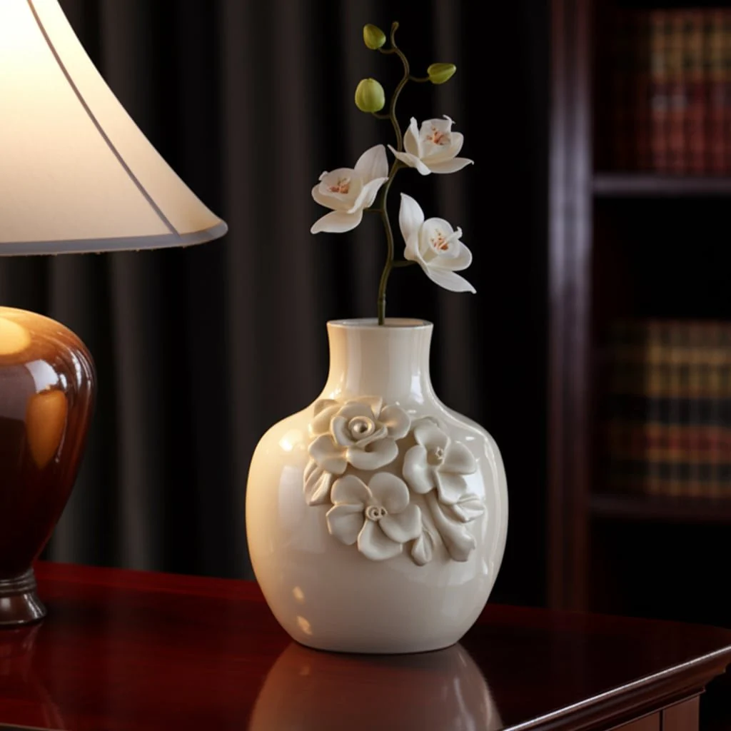 6x5" Rose Applique Bud Vase, Cream - Image 12