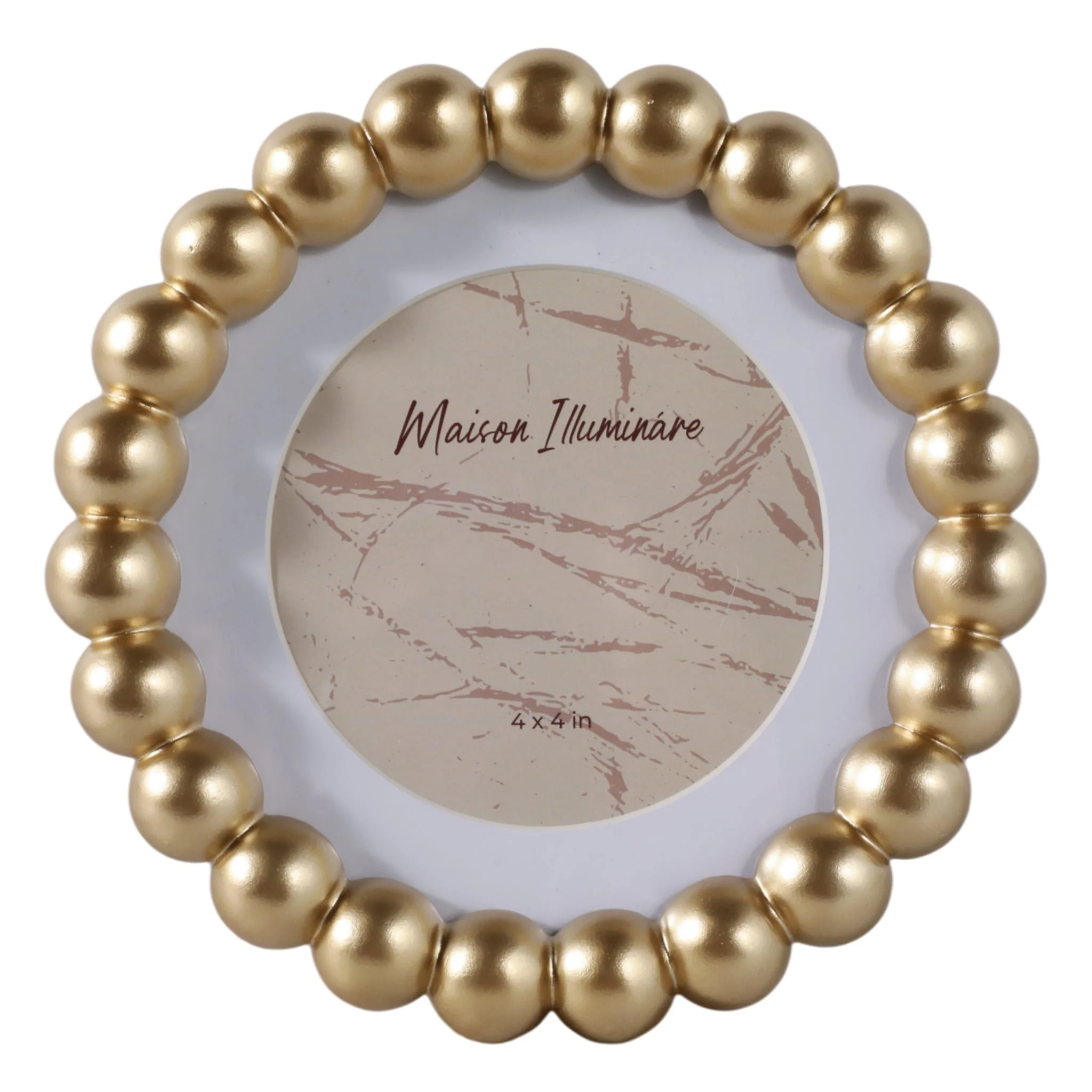 6x6 Matted To 4x4 Beaded Photo Frame, Gold
