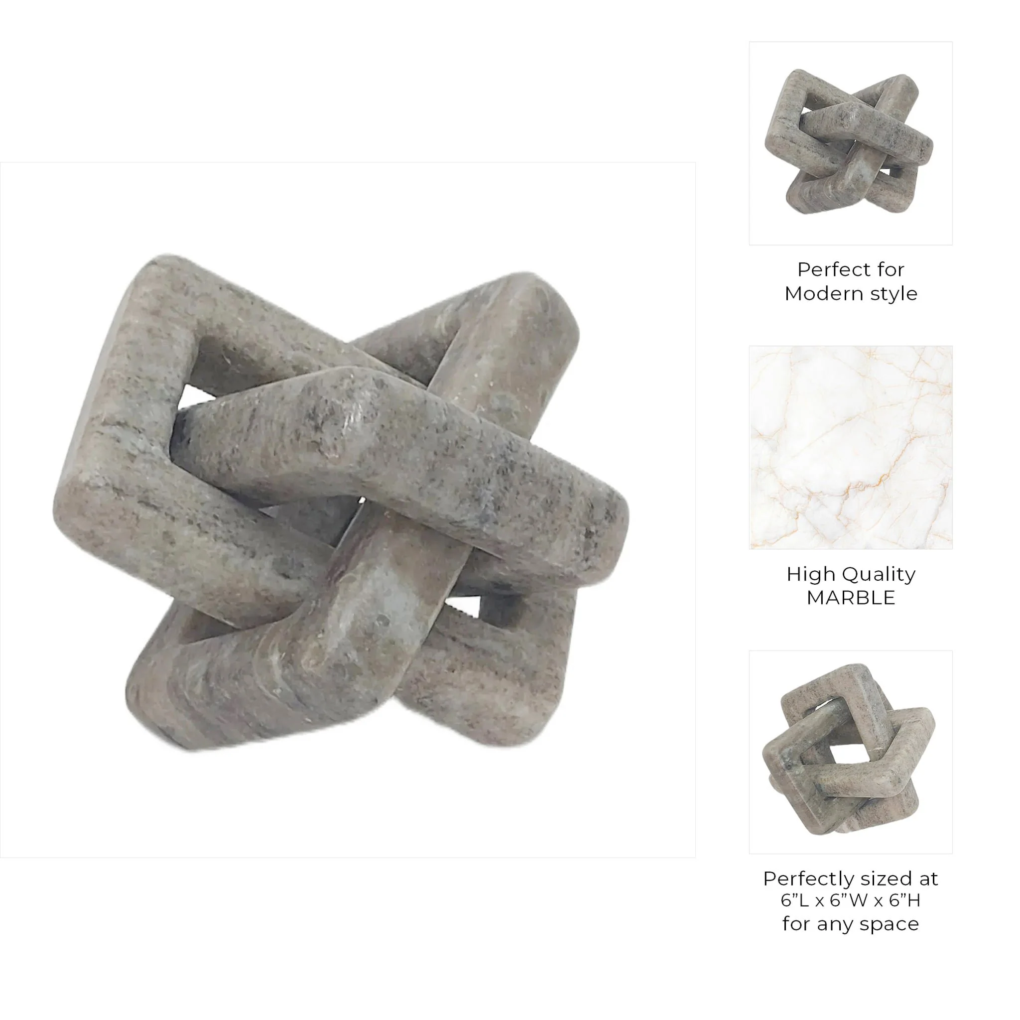6x6" Morchana Marble Geo Knot, Beige - Image 10