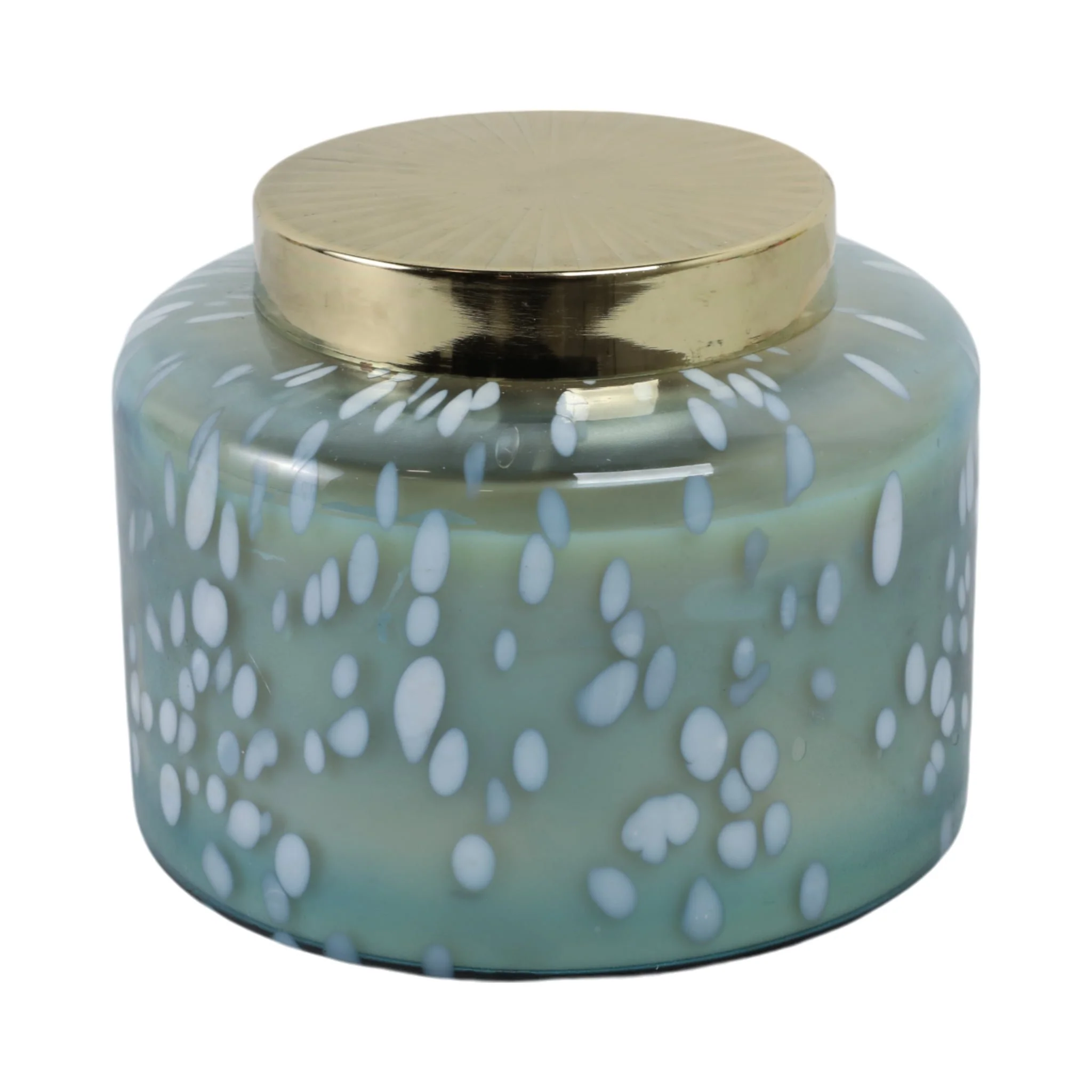 7" 71 Oz Jasmine Speckle Lidded Candle, Blue/gold - Image 3