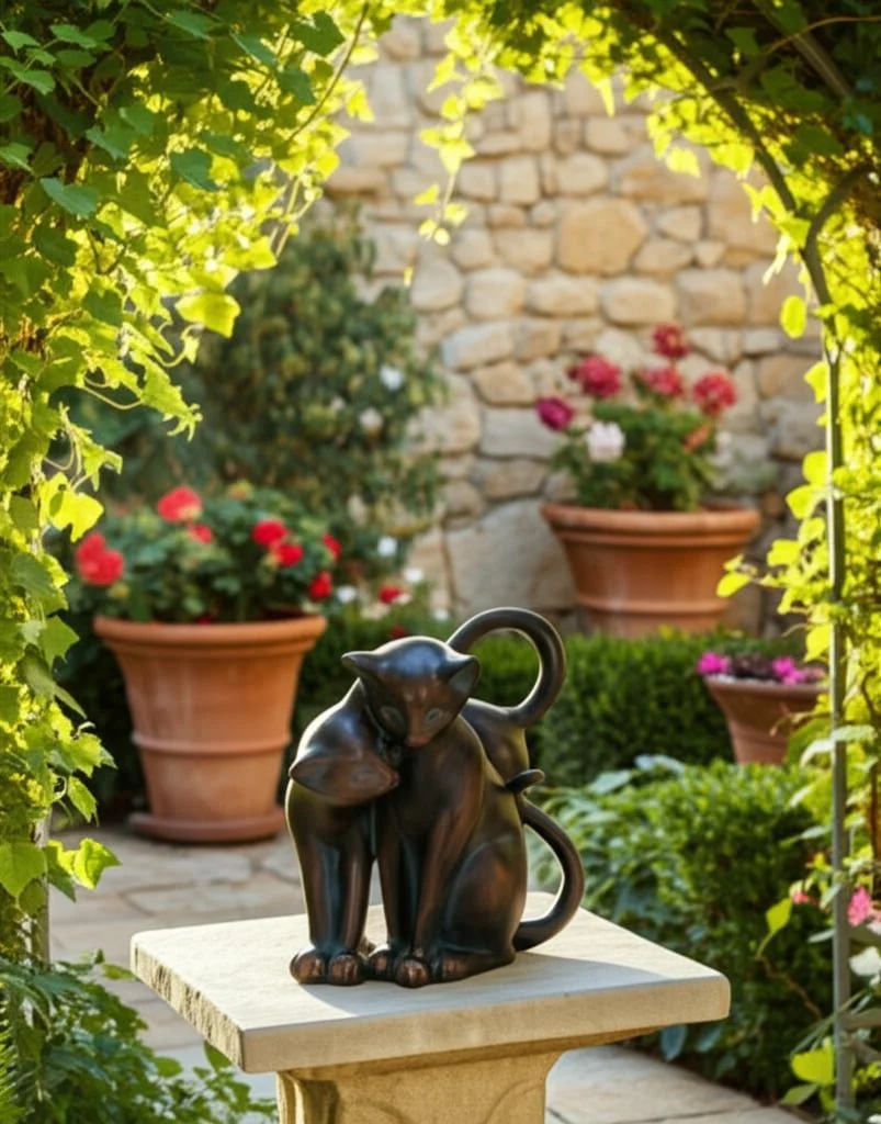 7" Cuddling Cats, Bronze - Image 10