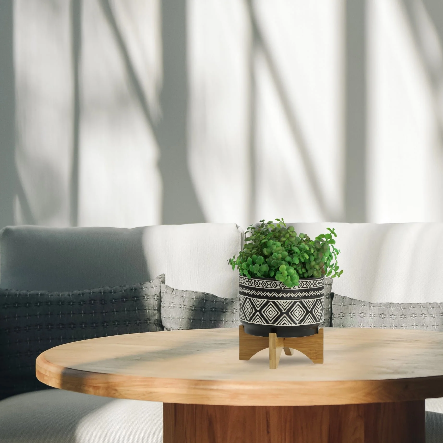 7" Diamond Planter On Stand, Black - Image 10