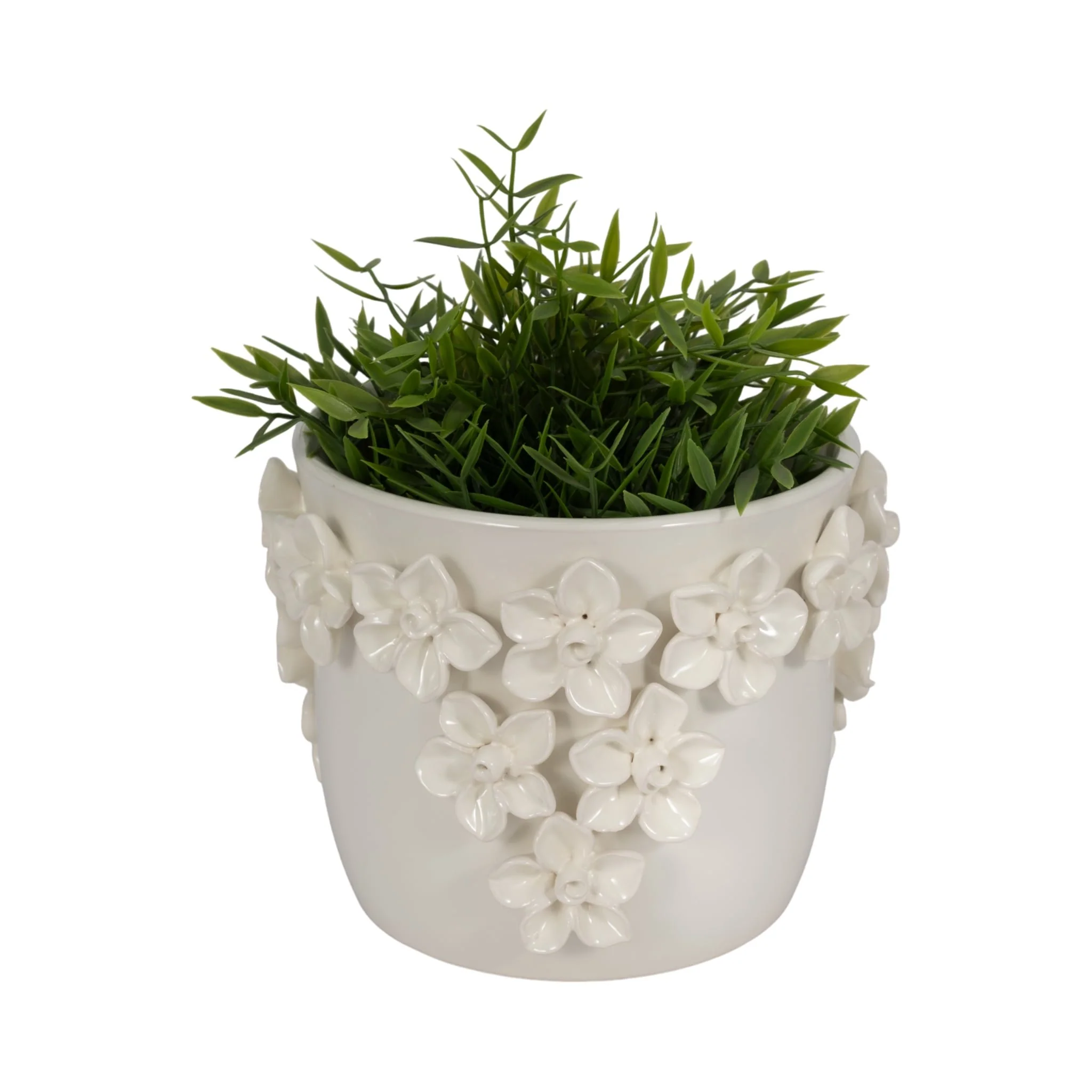 7" Floral Applique Planter, Ivory - Image 2