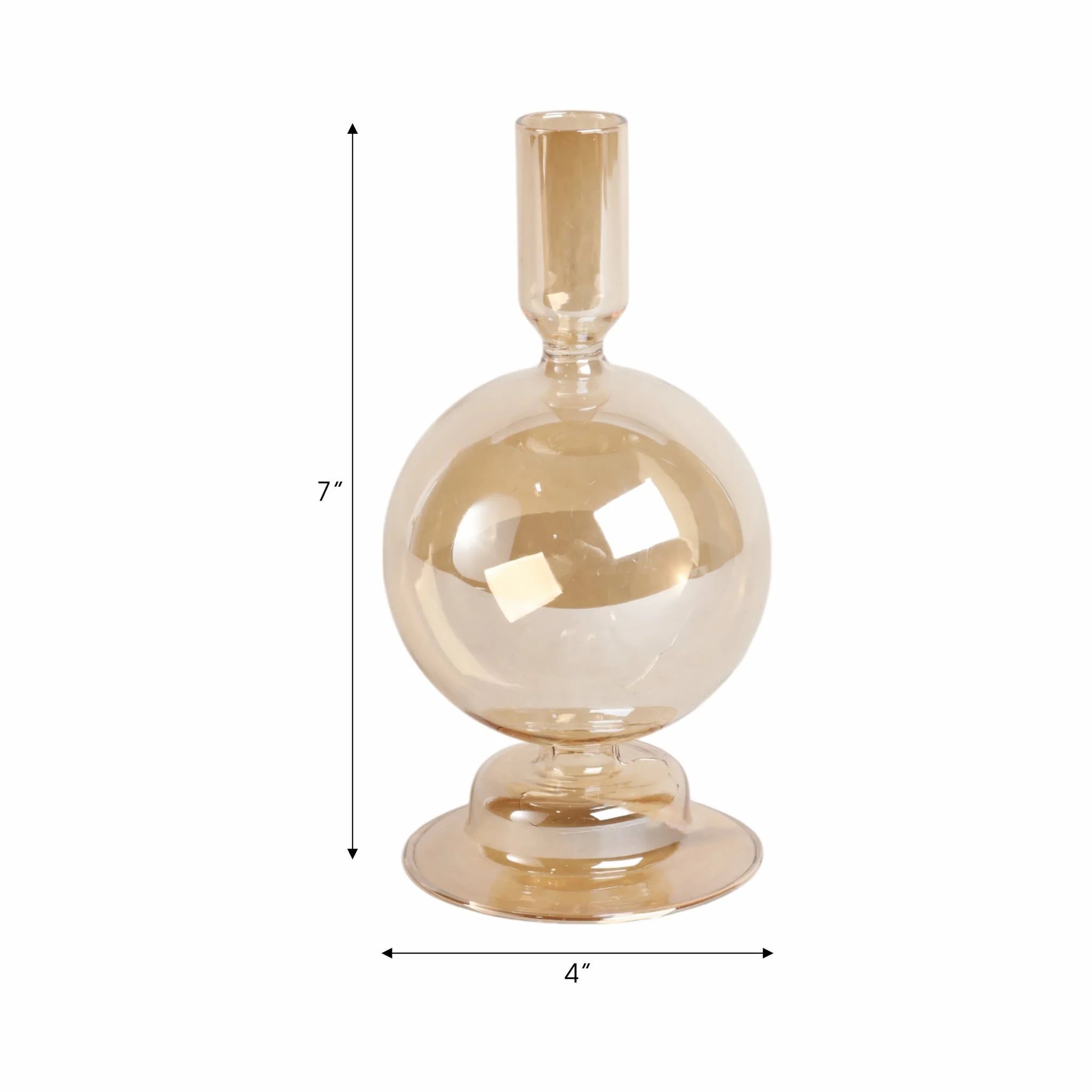 7" Glass Bubble Taper Candle Holder, Gold Luster - Image 2