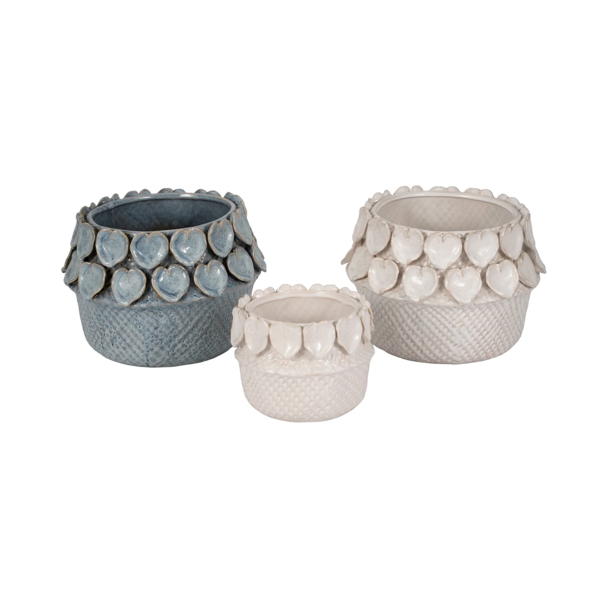 7" Leaf Applique Woven Planter, Cream - Image 7