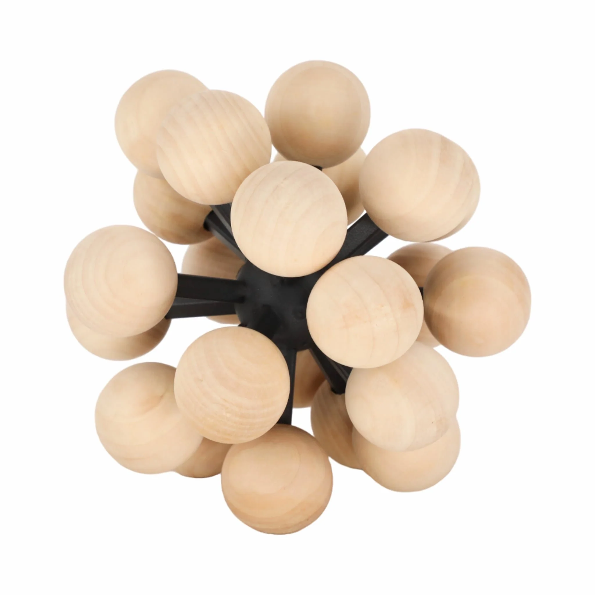7" Orb With Wooden Knobs, Black/natural