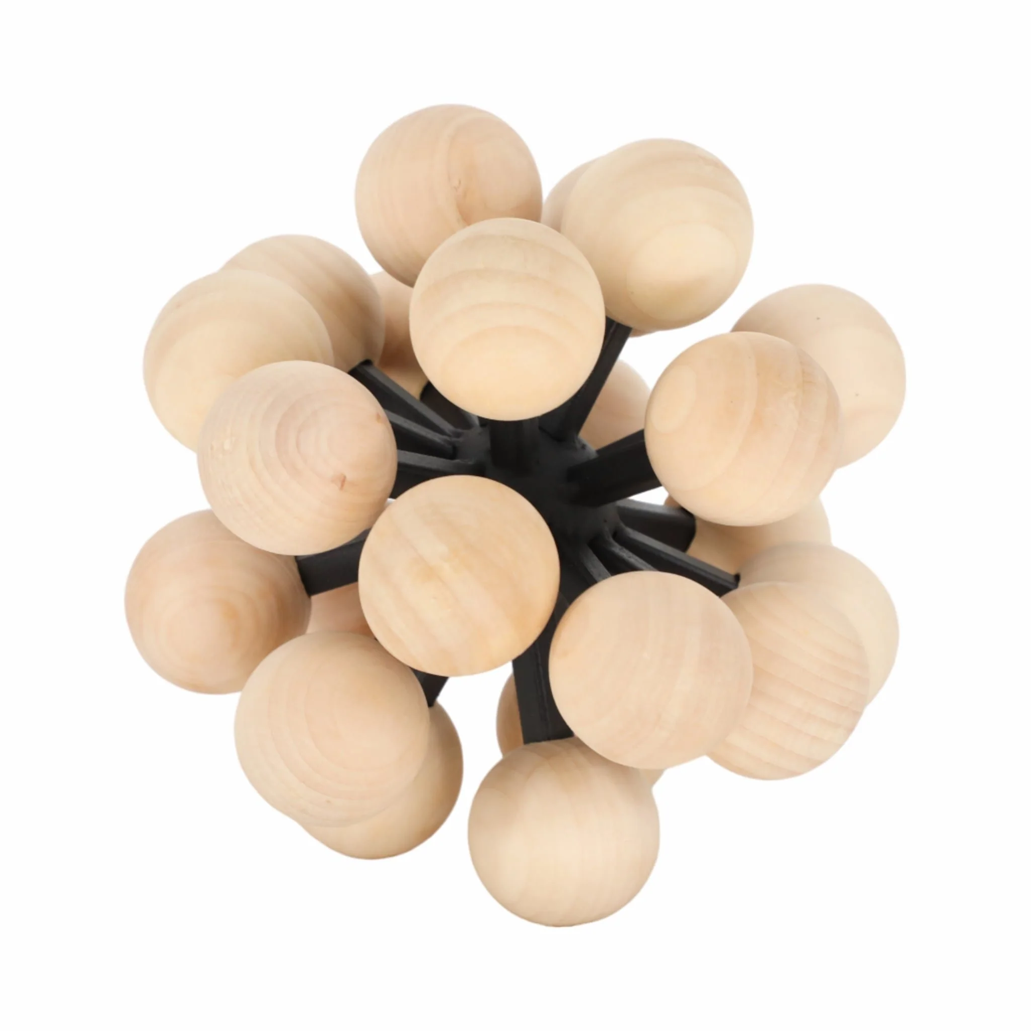 7" Orb With Wooden Knobs, Black/natural - Image 3