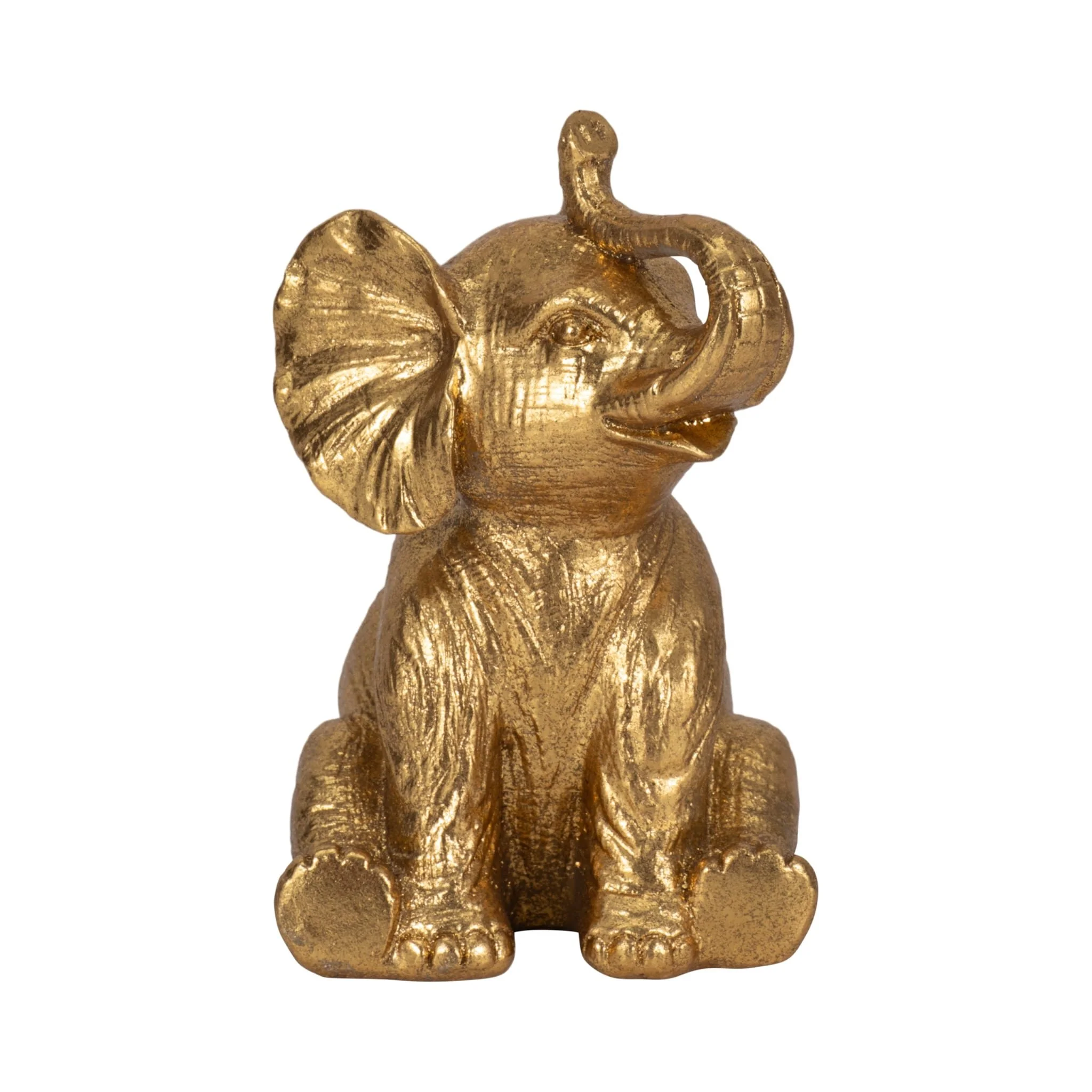 7" Sitting Elephant, Gold - Image 3