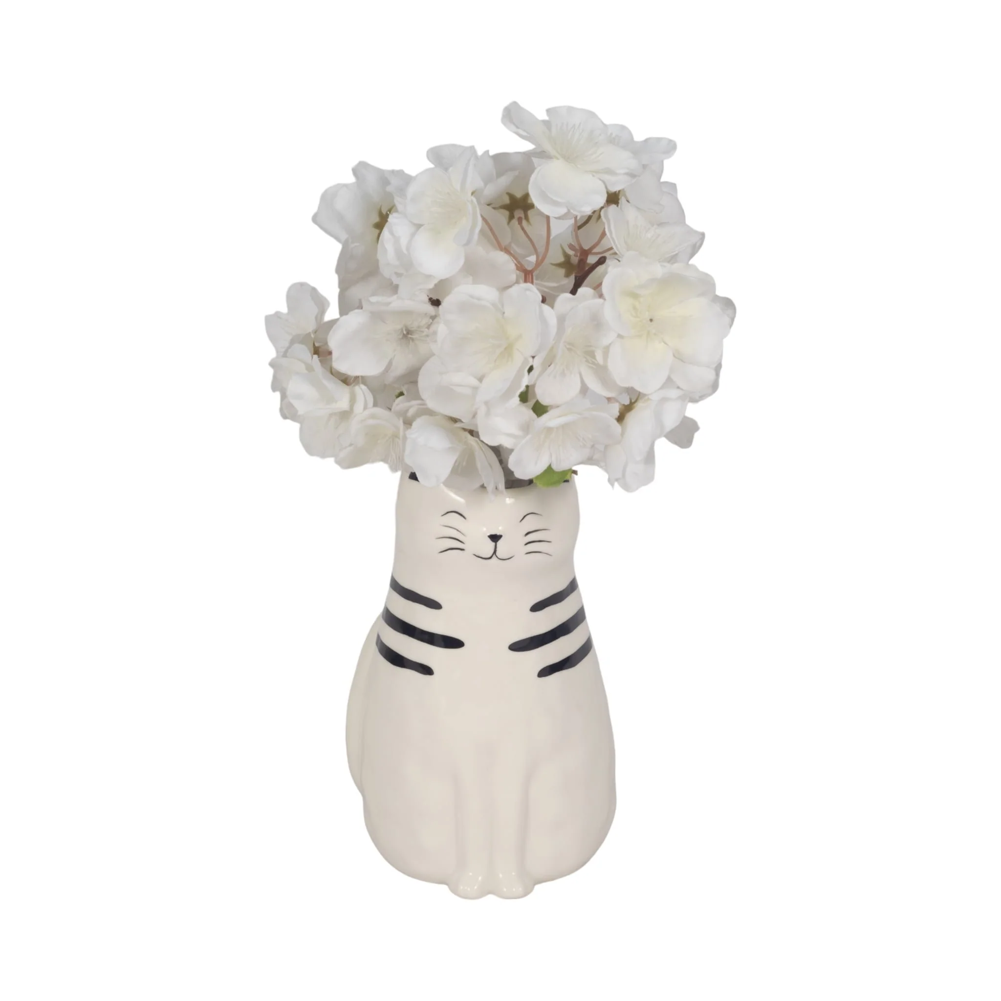 7" Sitting Pretty Kitty With Vase Opening, White/b - Image 2