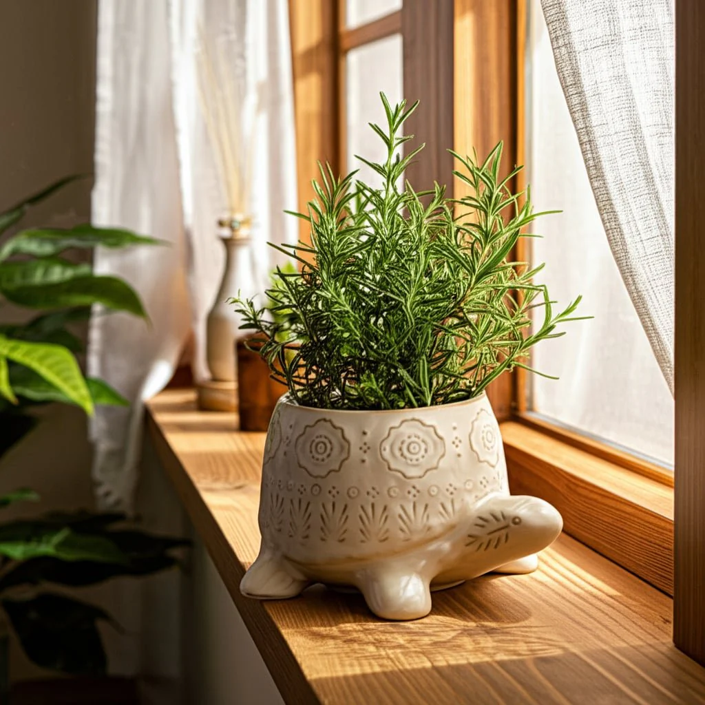 7" Turtle Planter, White - Image 12