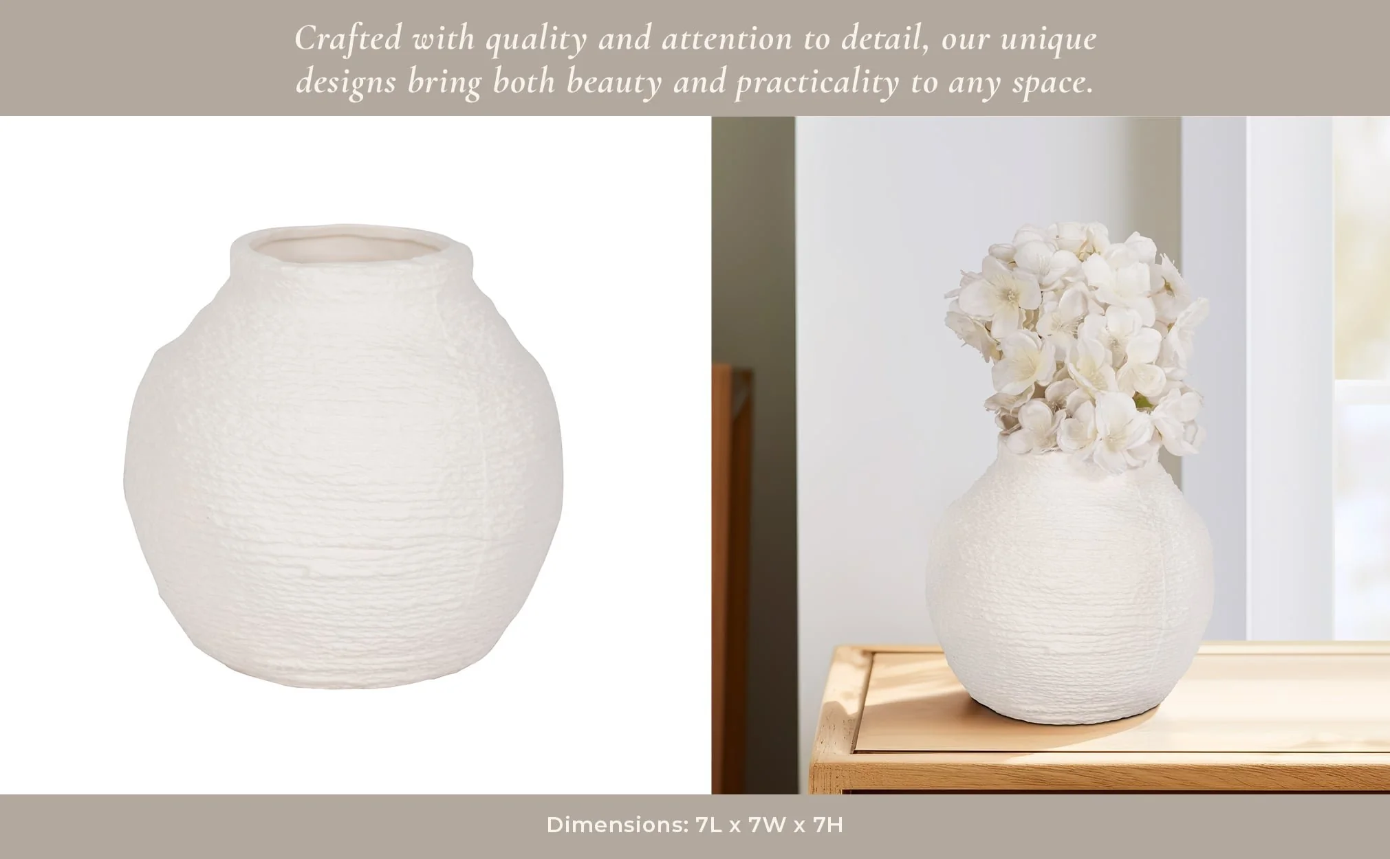 7" Woven Textured Vase, White - Image 11