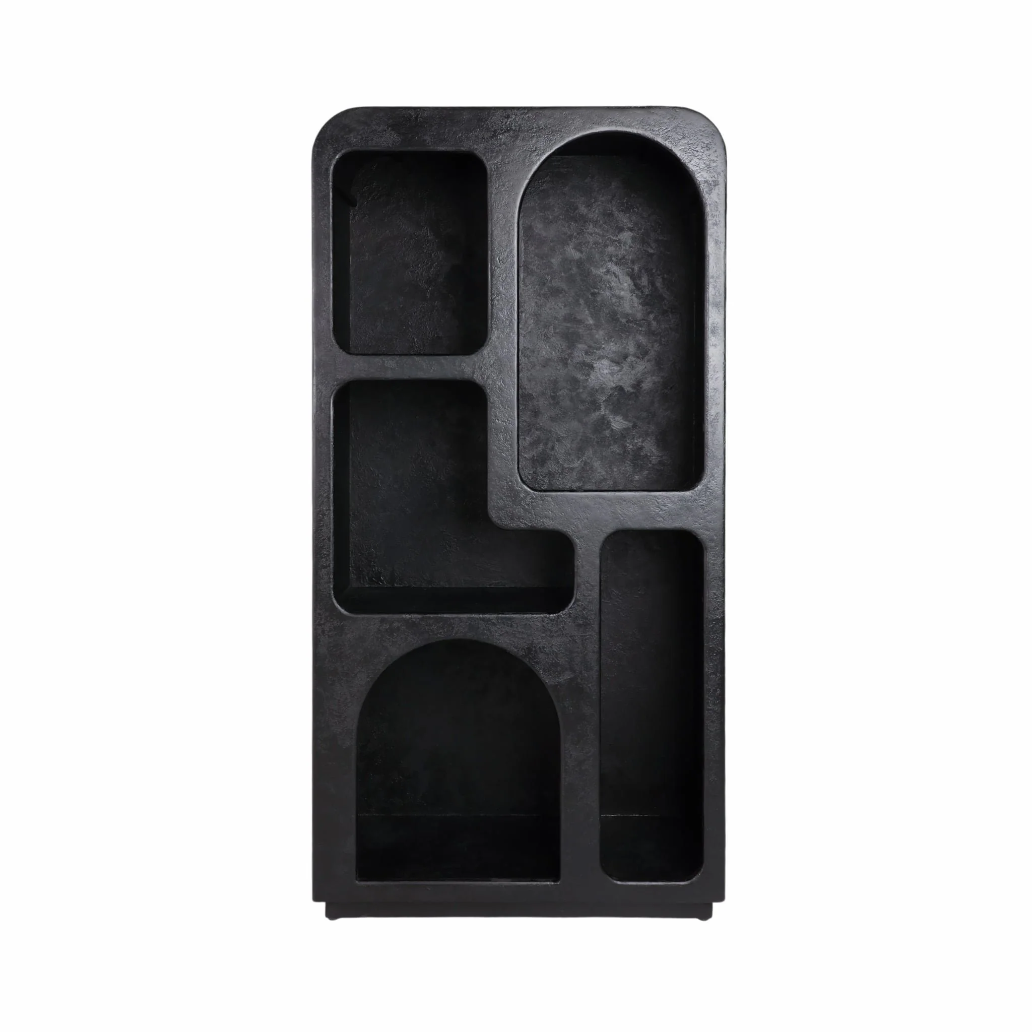 71" Open Cut-out Textured Bookshelf, Black