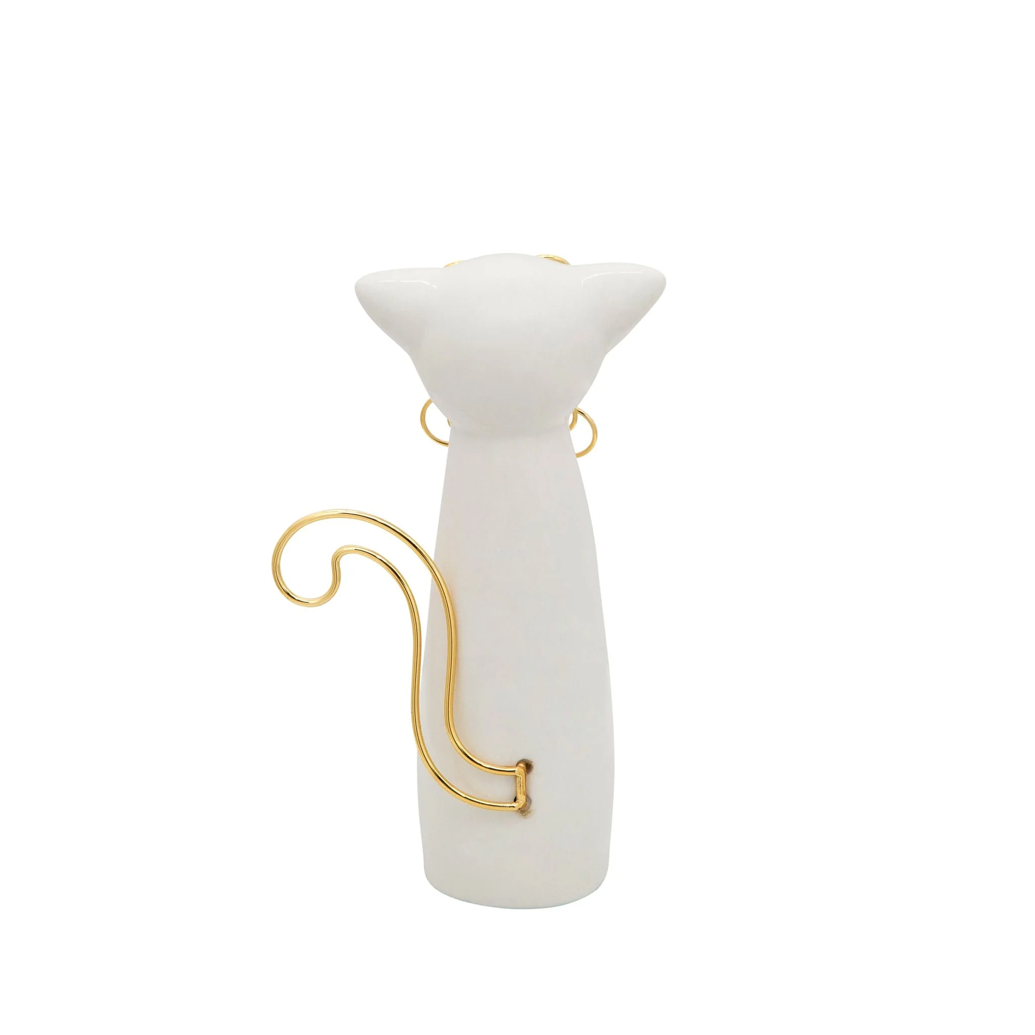 7"h Cat W/glasses Deco, White - Image 3