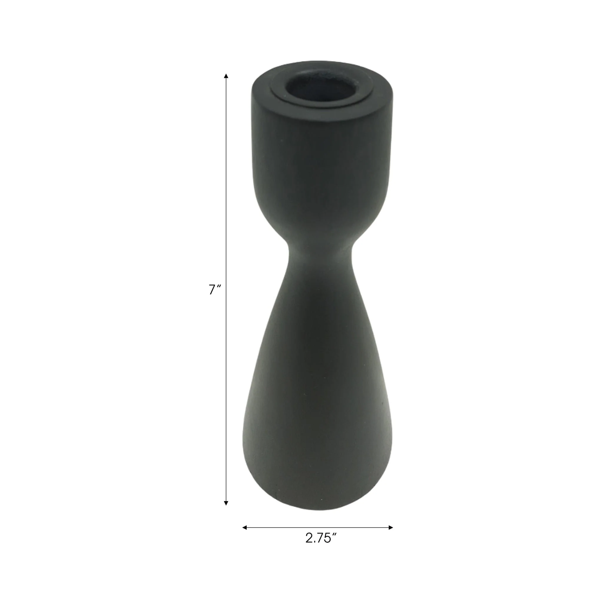 7x3" Wood Modern Taper Holder, Black