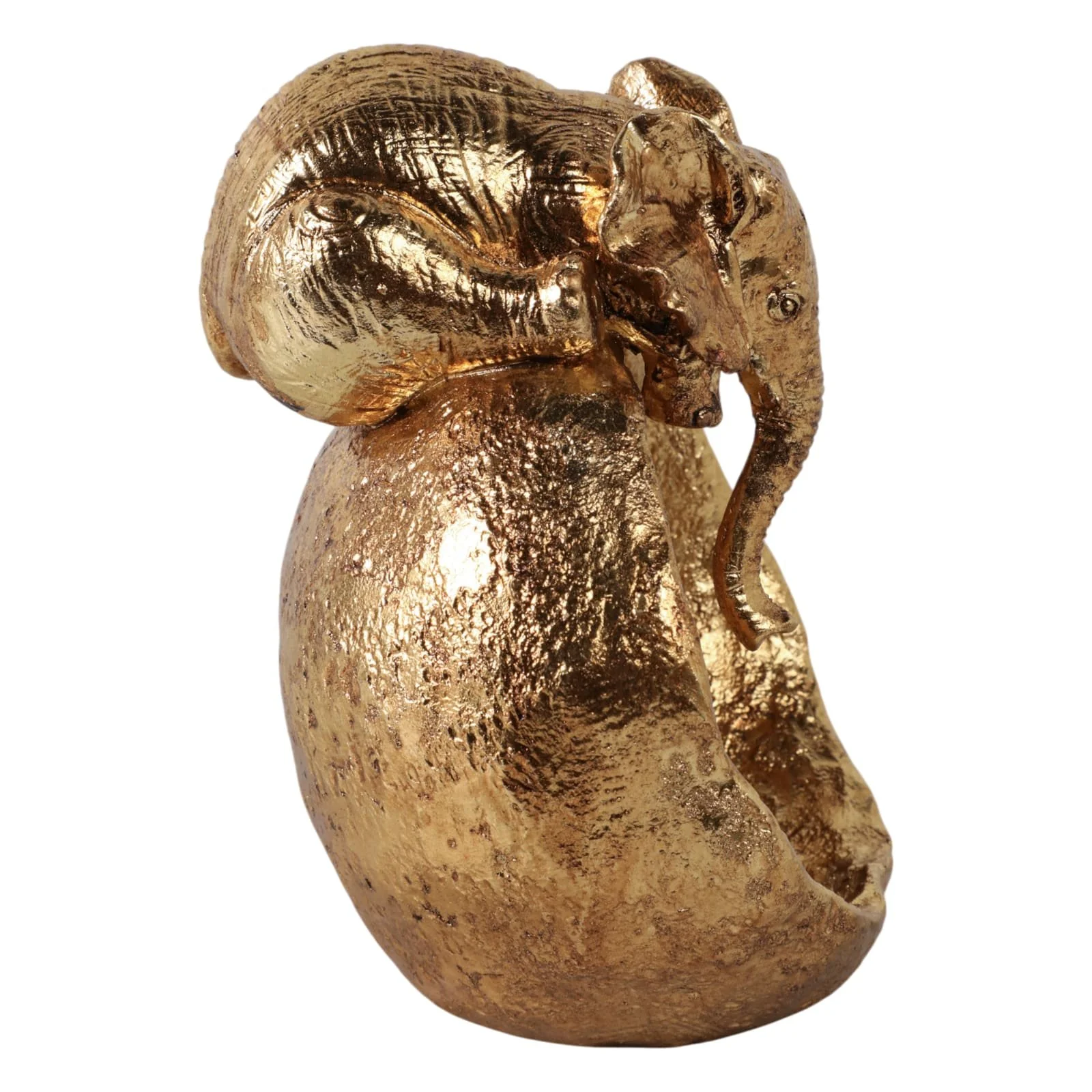 7x6" Elephant Looking Into Bowl, Gold - Image 3