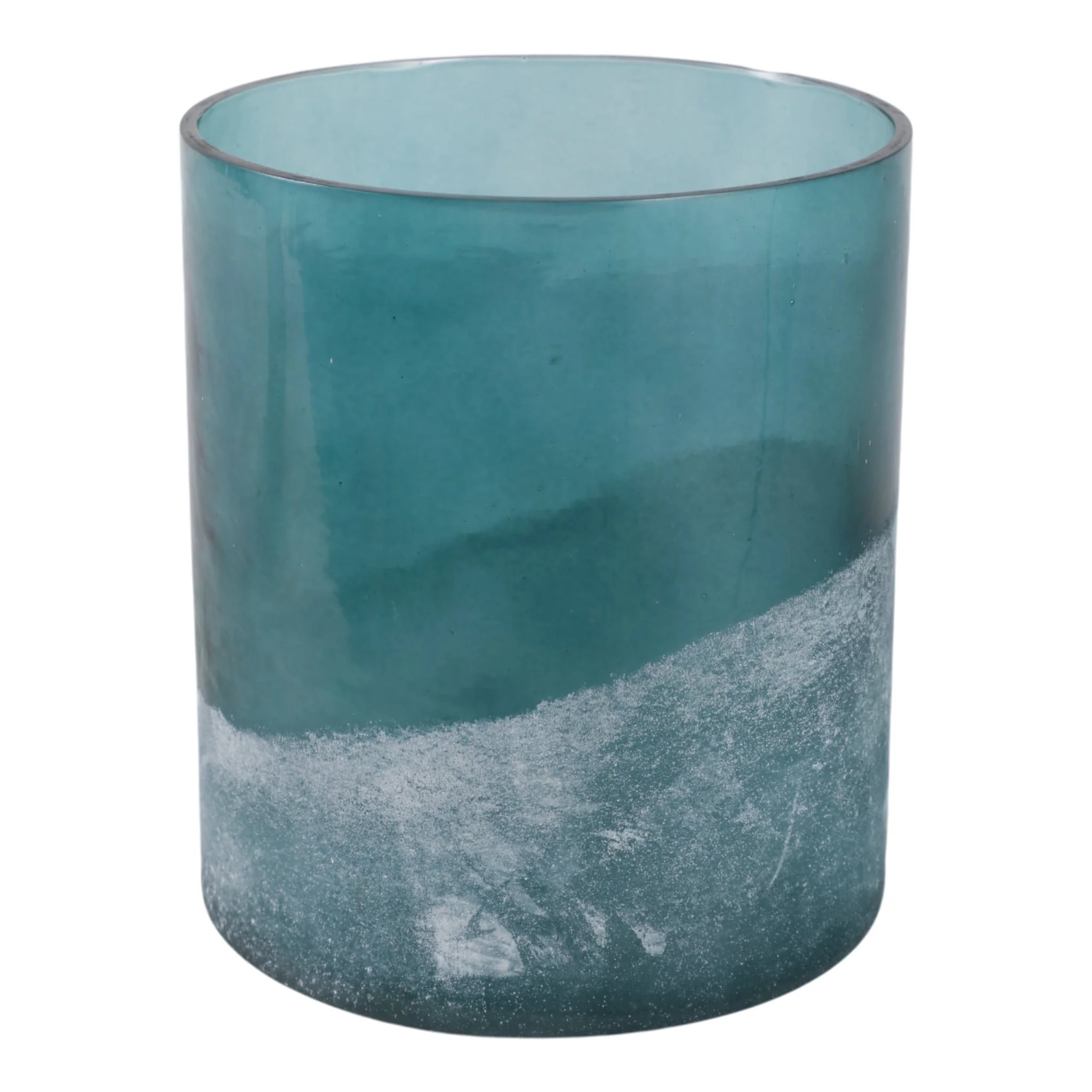 7x6" Frosted Bottom Hurricane, Blue