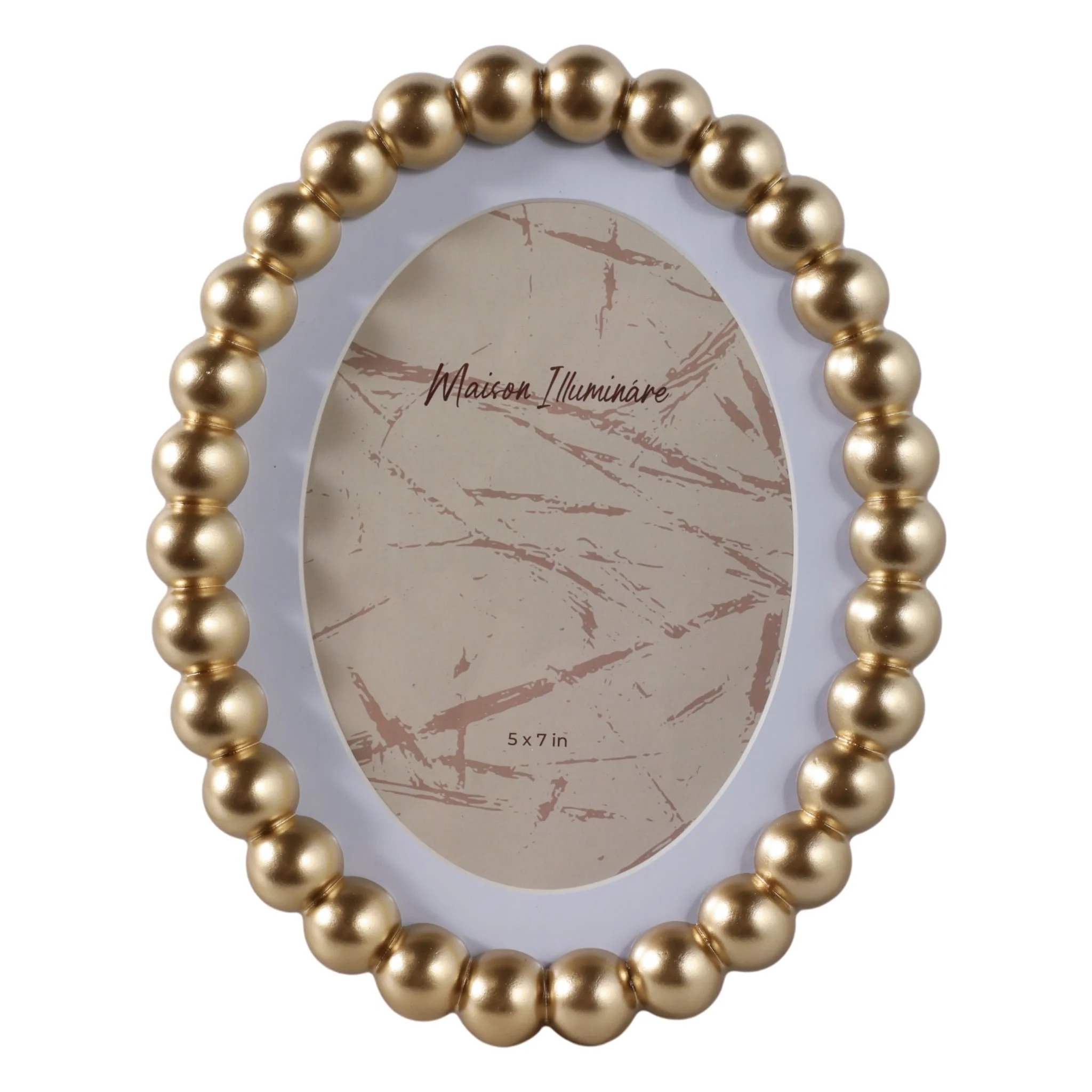 7x9 Matted To 5x7 Beaded Photo Frame, Gold