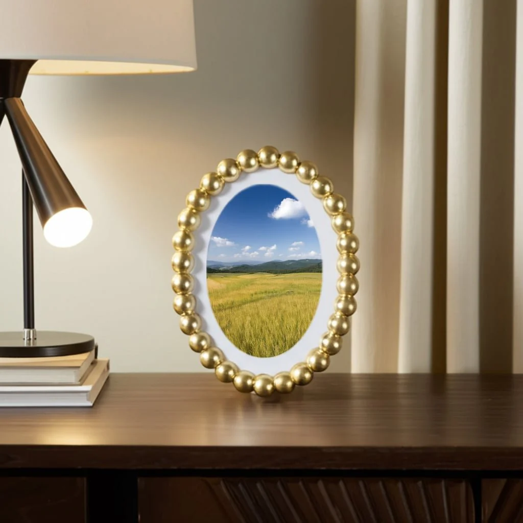 7x9 Matted To 5x7 Beaded Photo Frame, Gold - Image 11