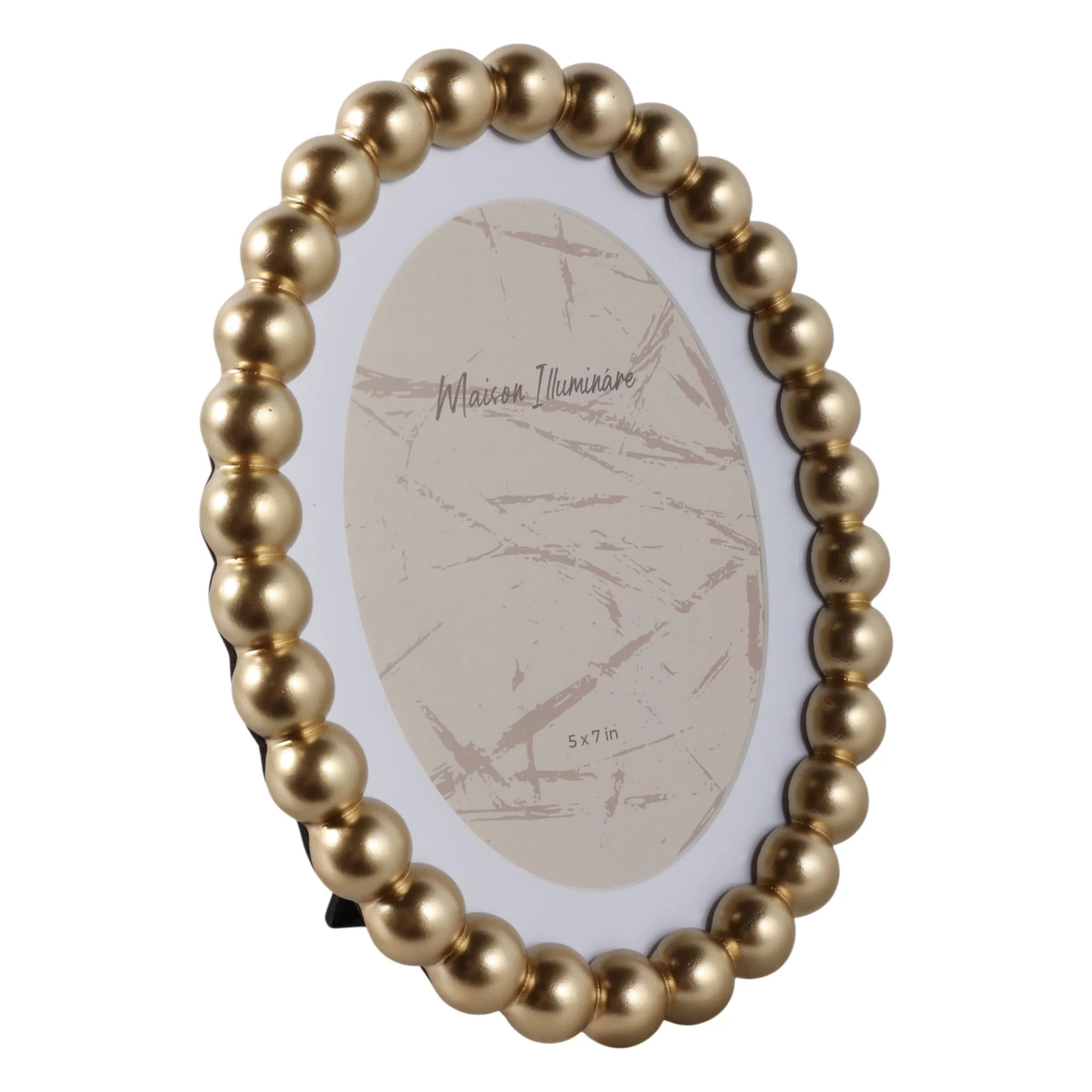 7x9 Matted To 5x7 Beaded Photo Frame, Gold - Image 2