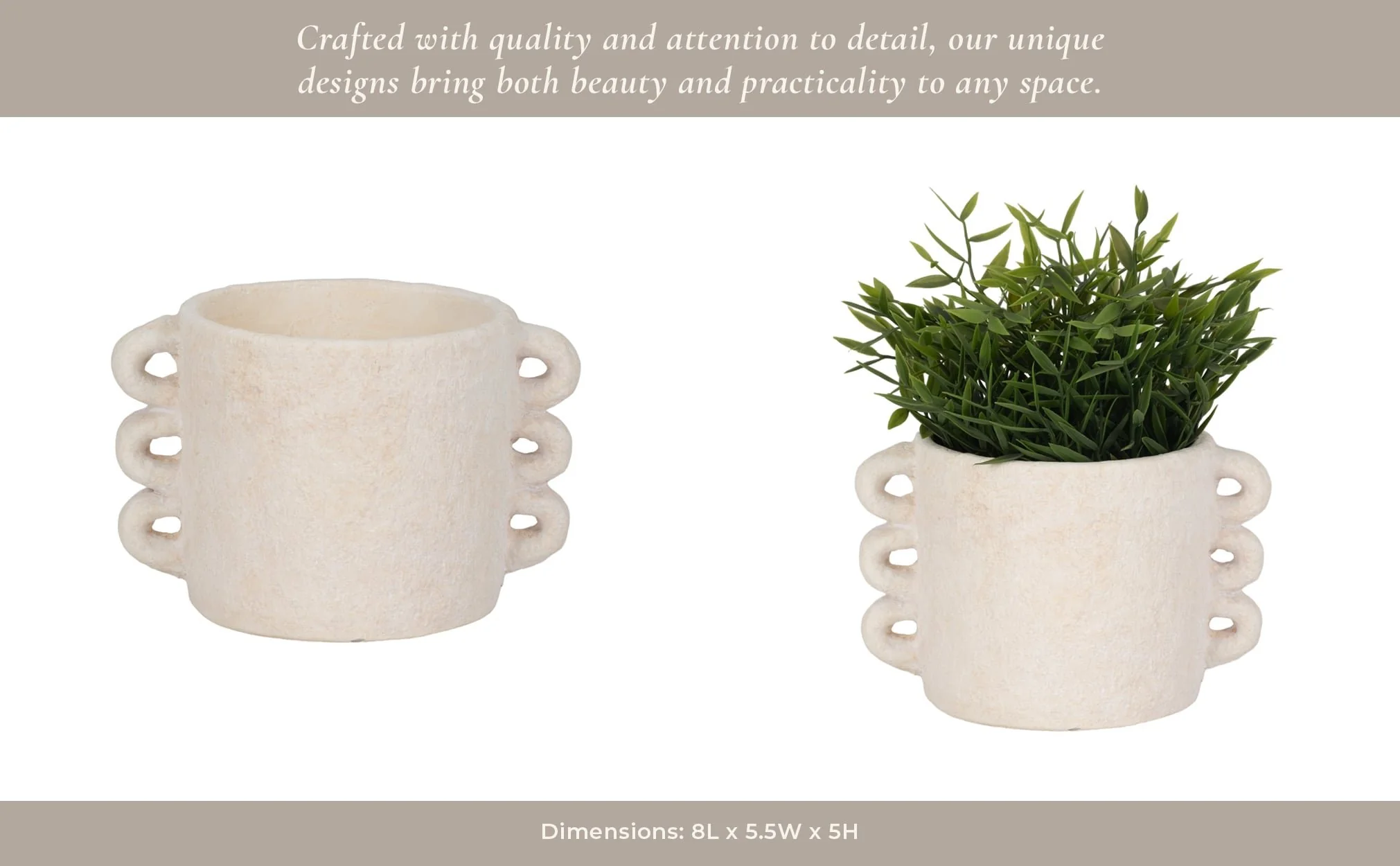 8" Arch Handle Planter, White - Image 12