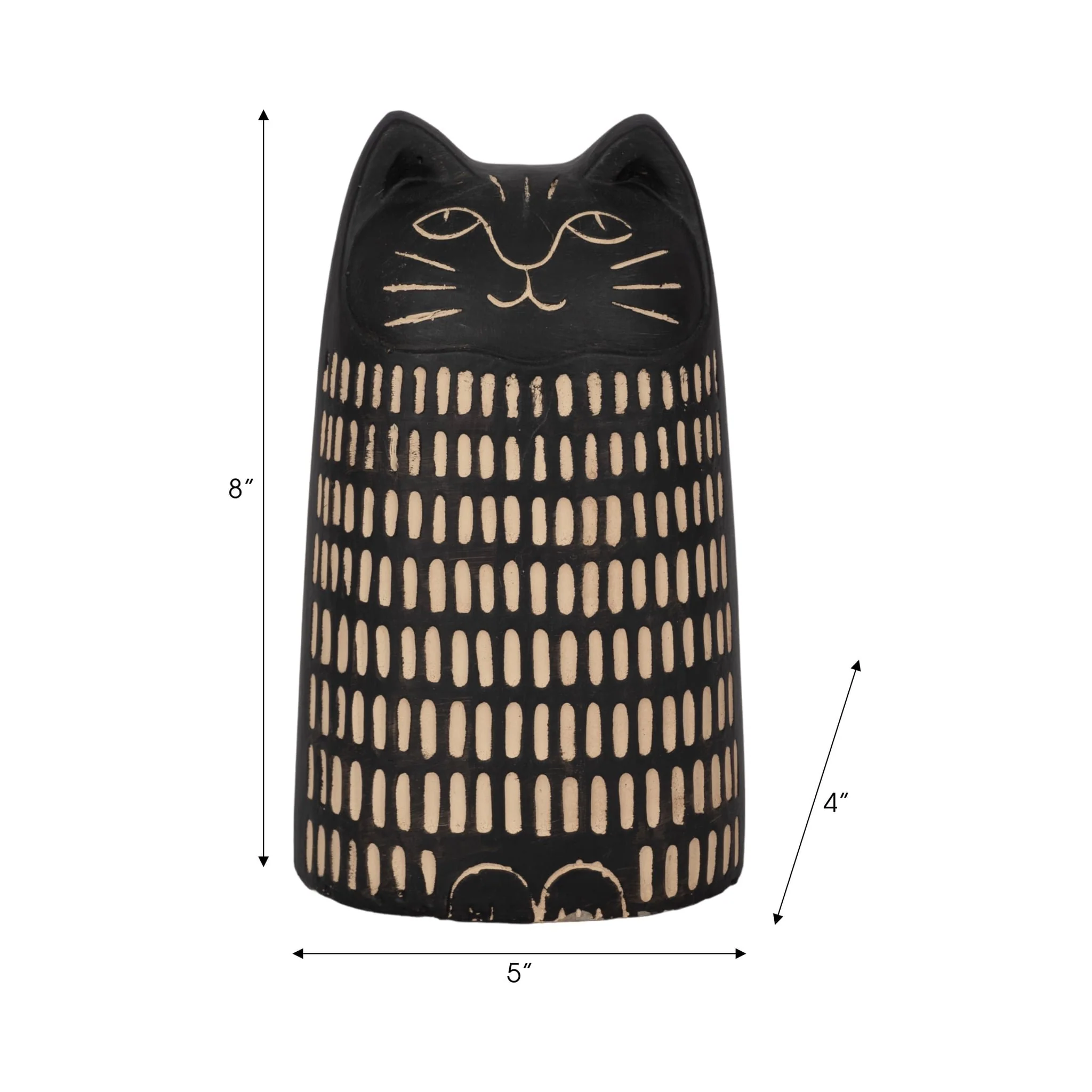 8" Etched Lines Cat, Black - Image 8