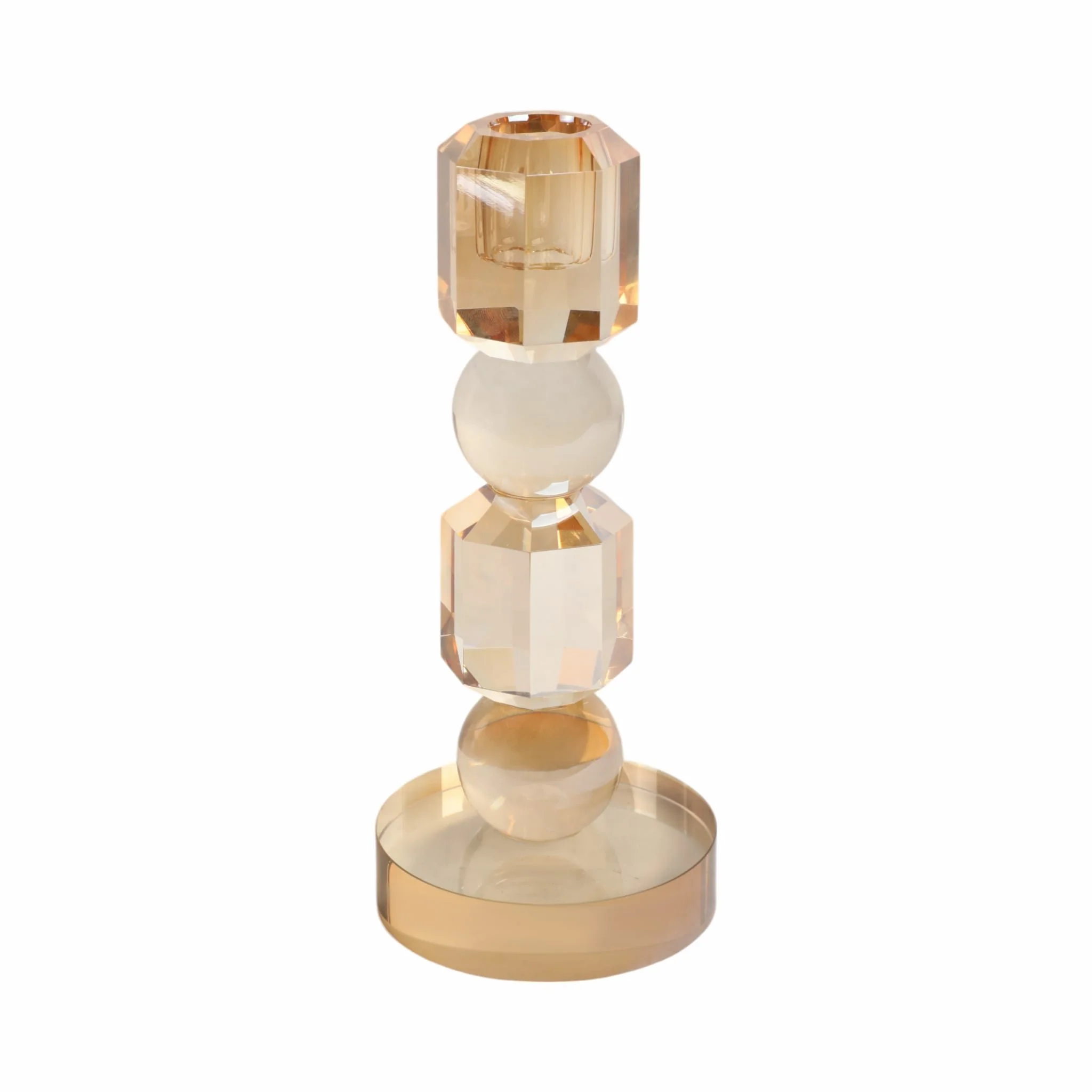 8" Geo Crystal Taper Holder, Amber